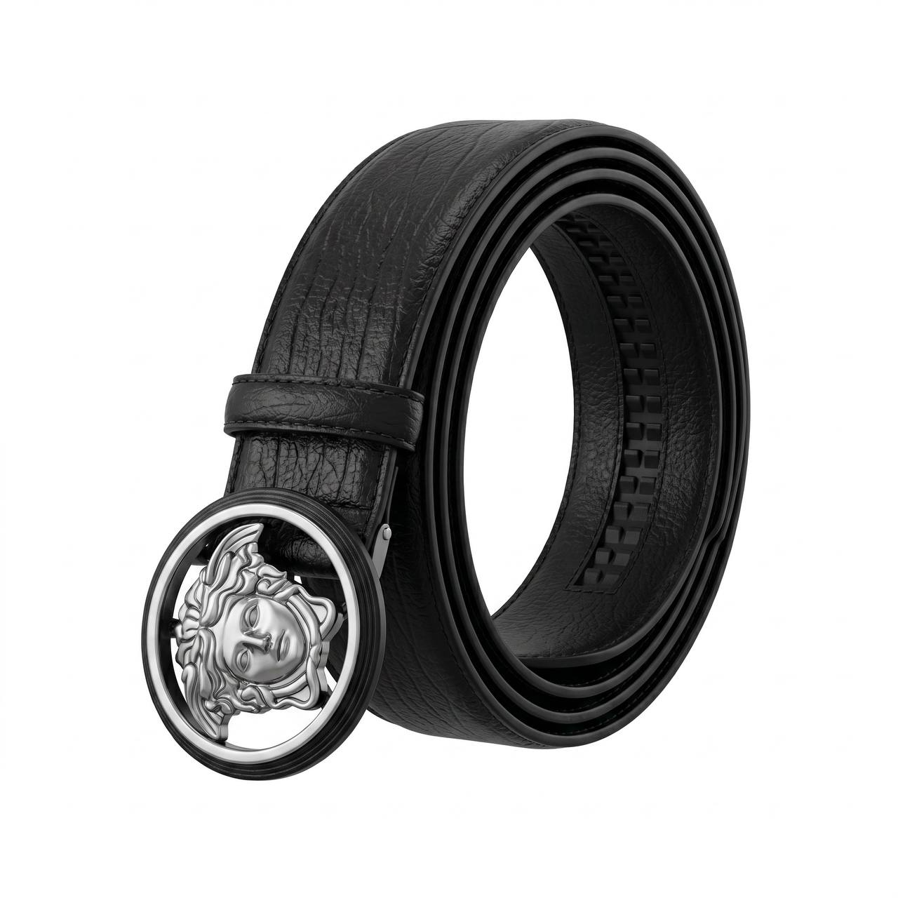 🖤 Versace Medusa Croc-Embossed Leather Belt – Black | 120 CM ✨