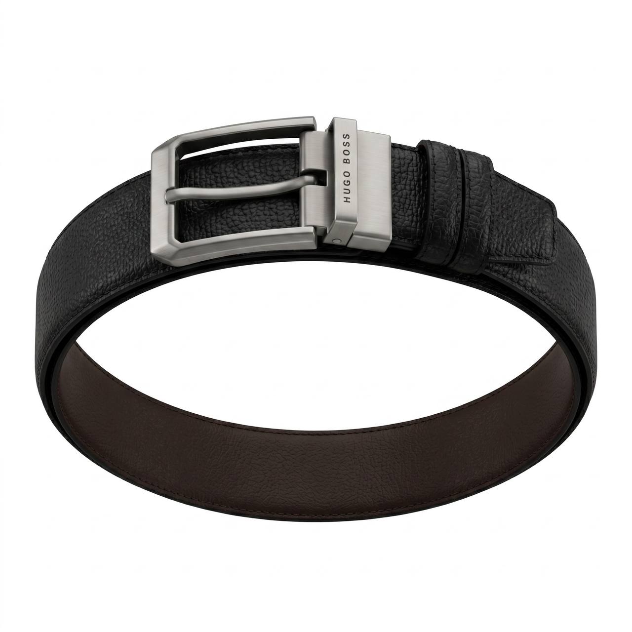 ✨ Hugo Boss Reversible Textured Leather Belt – Black & Brown | 120 CM 🖤🤎
