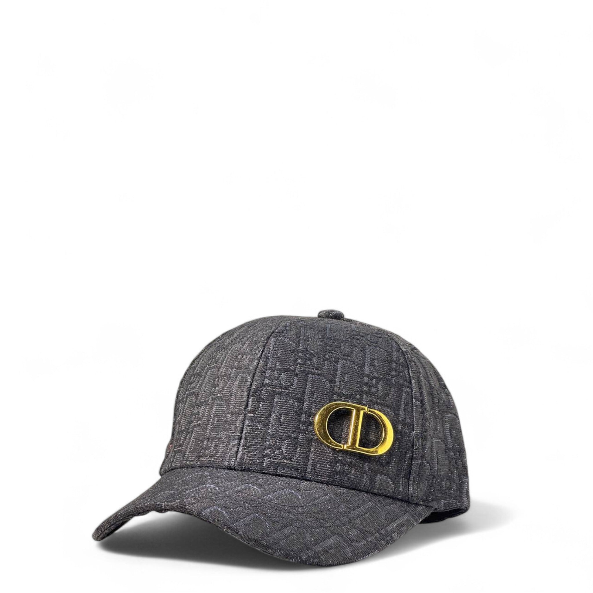 Christian Dior Oblique Cap – Black with Gold CD Metal Logo