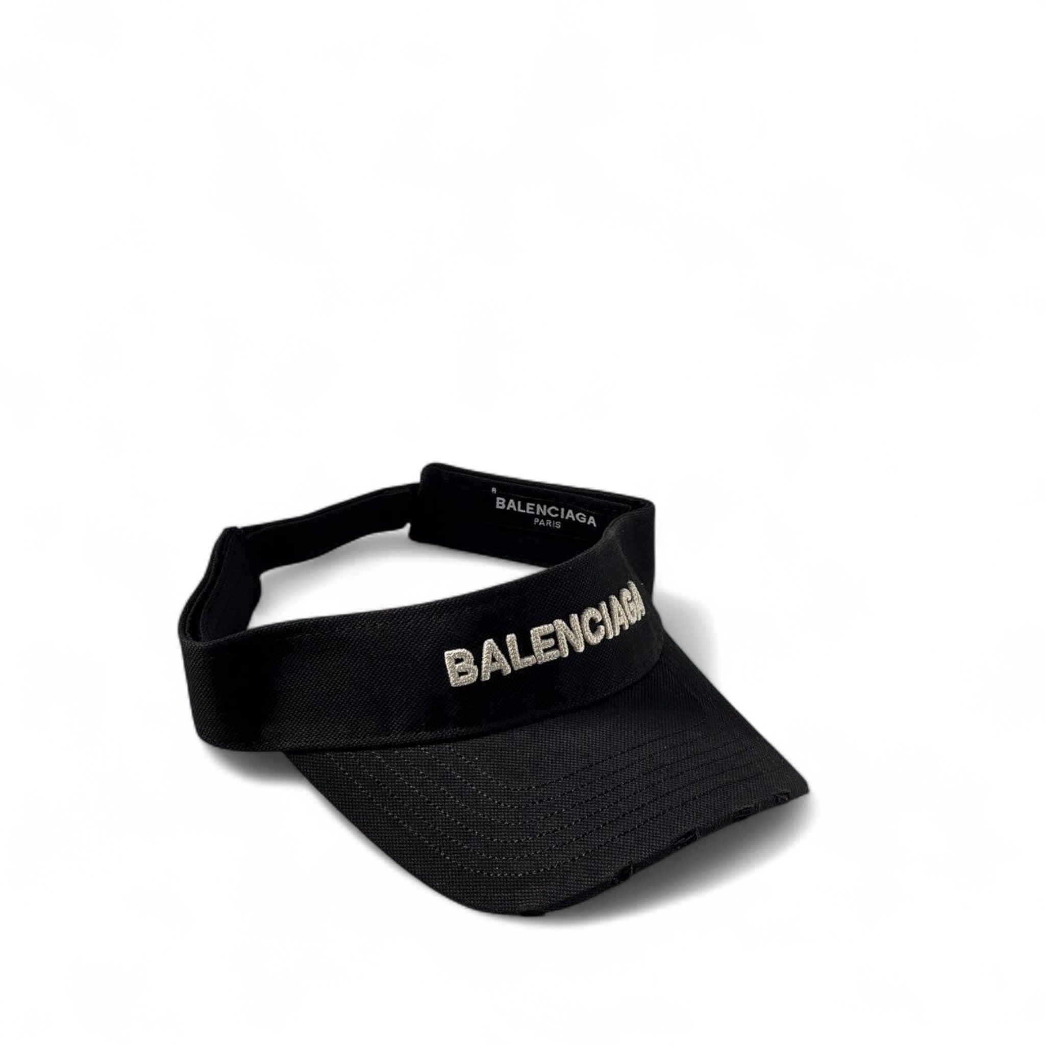 BALENCIAGA Black Logo Visor – Minimal Edge, Maximum Luxury