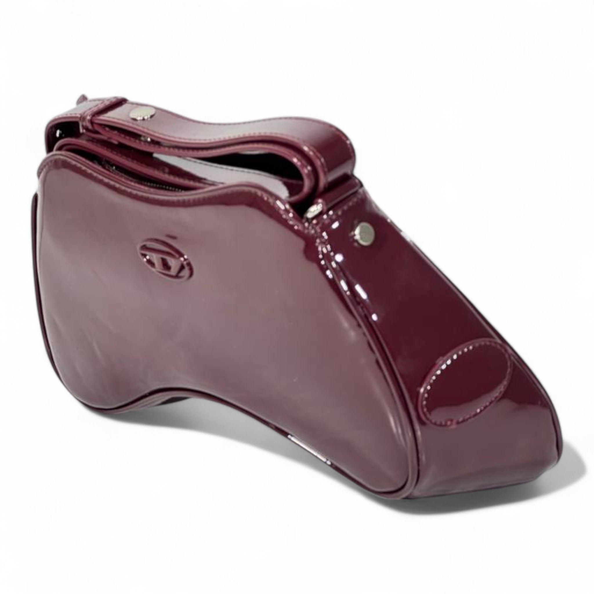 DIESEL Burgundy Gloss Y2K Shoulder Bag 🍷✨ | Minimal Logo Sleek Edition