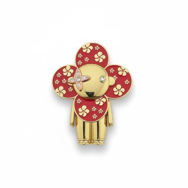 Louis Vuitton Vivienne Red Blossom Pendant 🌺✨ | Gold Collector Charm
