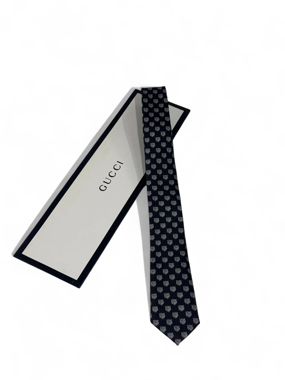 ✨ Gucci Luxury Silk Tie – Navy Blue with Iconic Pattern 🕴️ | Designer Men’s Accessory 👔💼