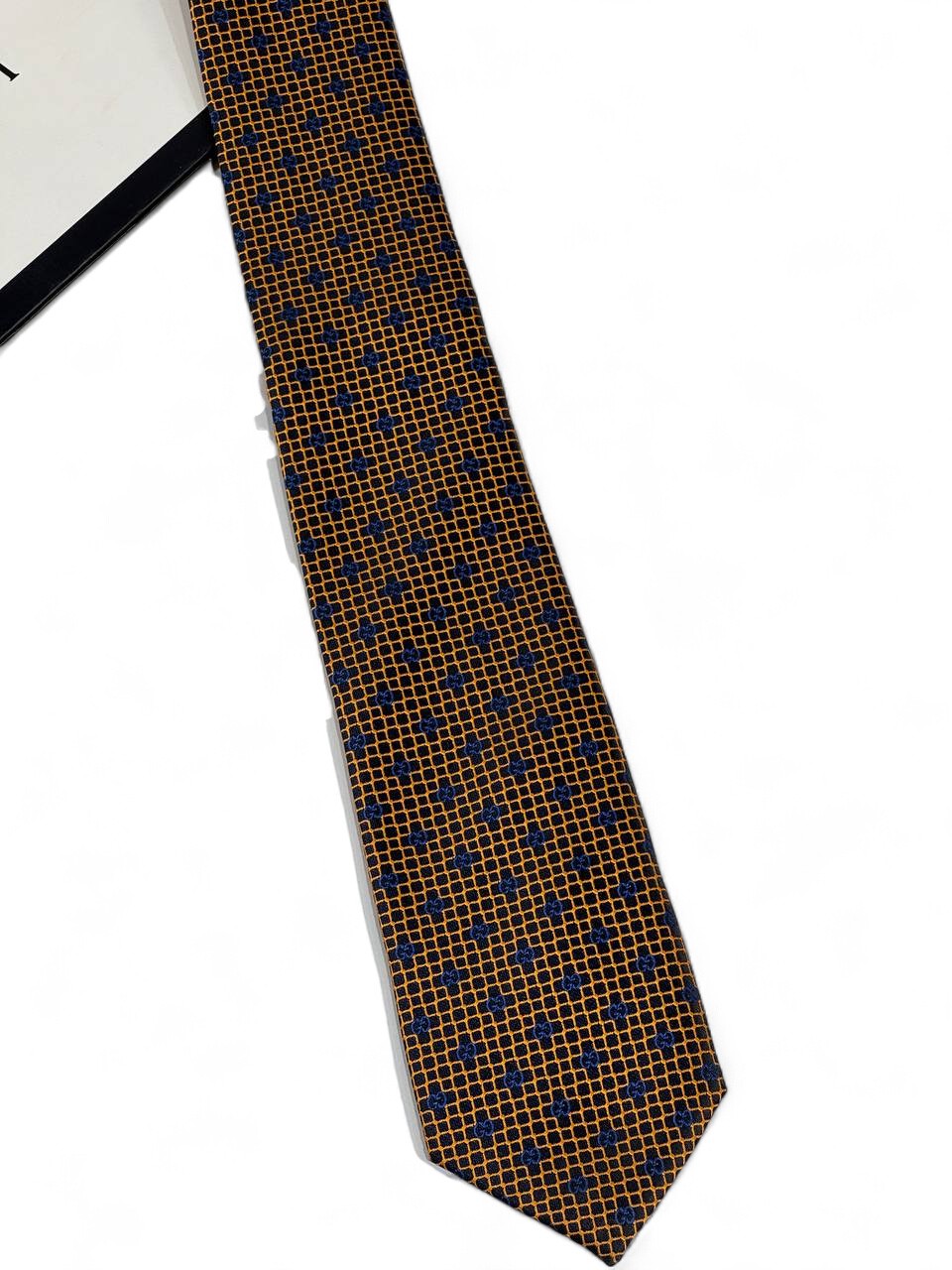 ✨ Gucci Luxury Silk Tie – Brown & Blue Geometric Pattern 👔💼 | Designer Men’s Necktie
