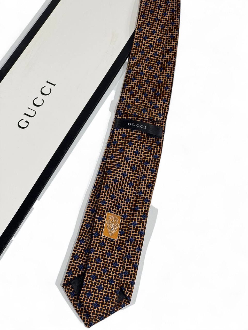 ✨ Gucci Luxury Silk Tie – Brown & Blue Geometric Pattern 👔💼 | Designer Men’s Necktie