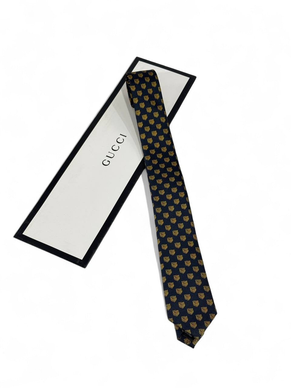 ✨ Gucci Luxury Silk Tie – Black with Golden Motif Pattern 👔💼 | Designer Men’s Necktie