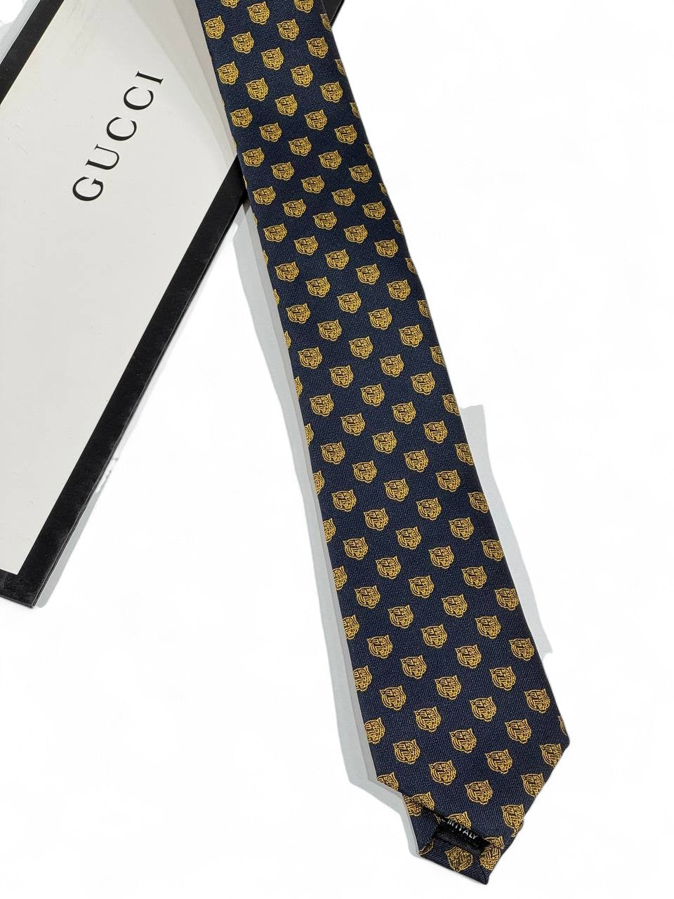 ✨ Gucci Luxury Silk Tie – Black with Golden Motif Pattern 👔💼 | Designer Men’s Necktie