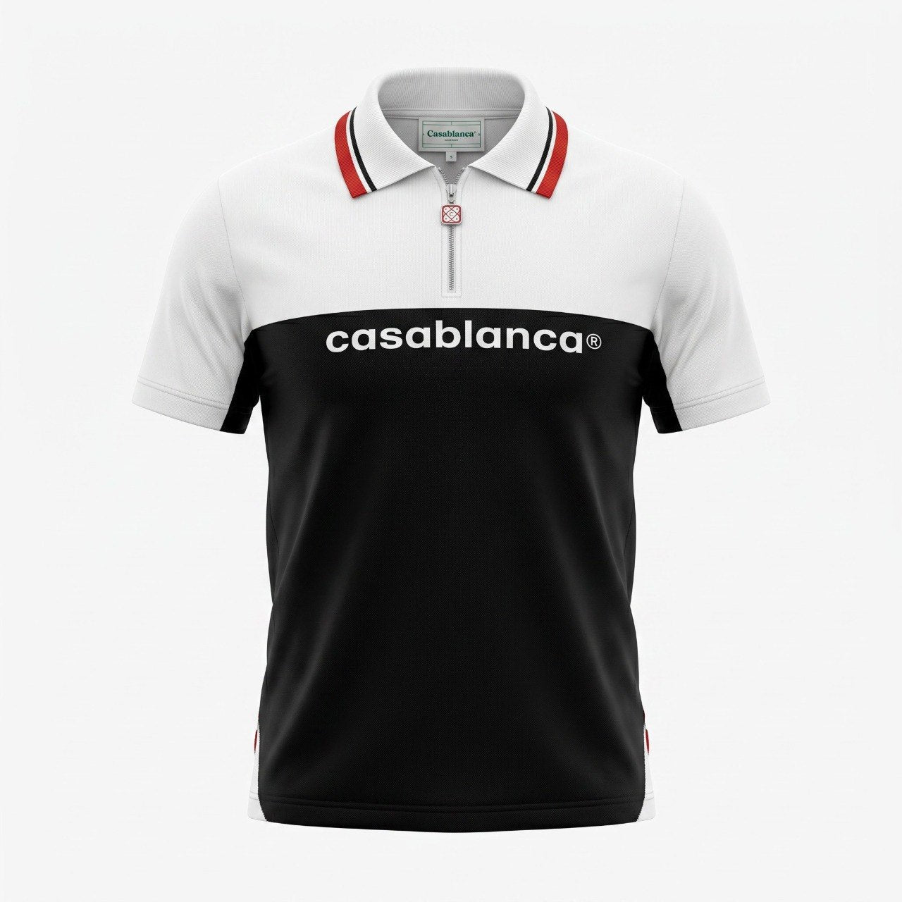 🖤 Casablanca Signature Contrast Zip Polo Shirt ⚪