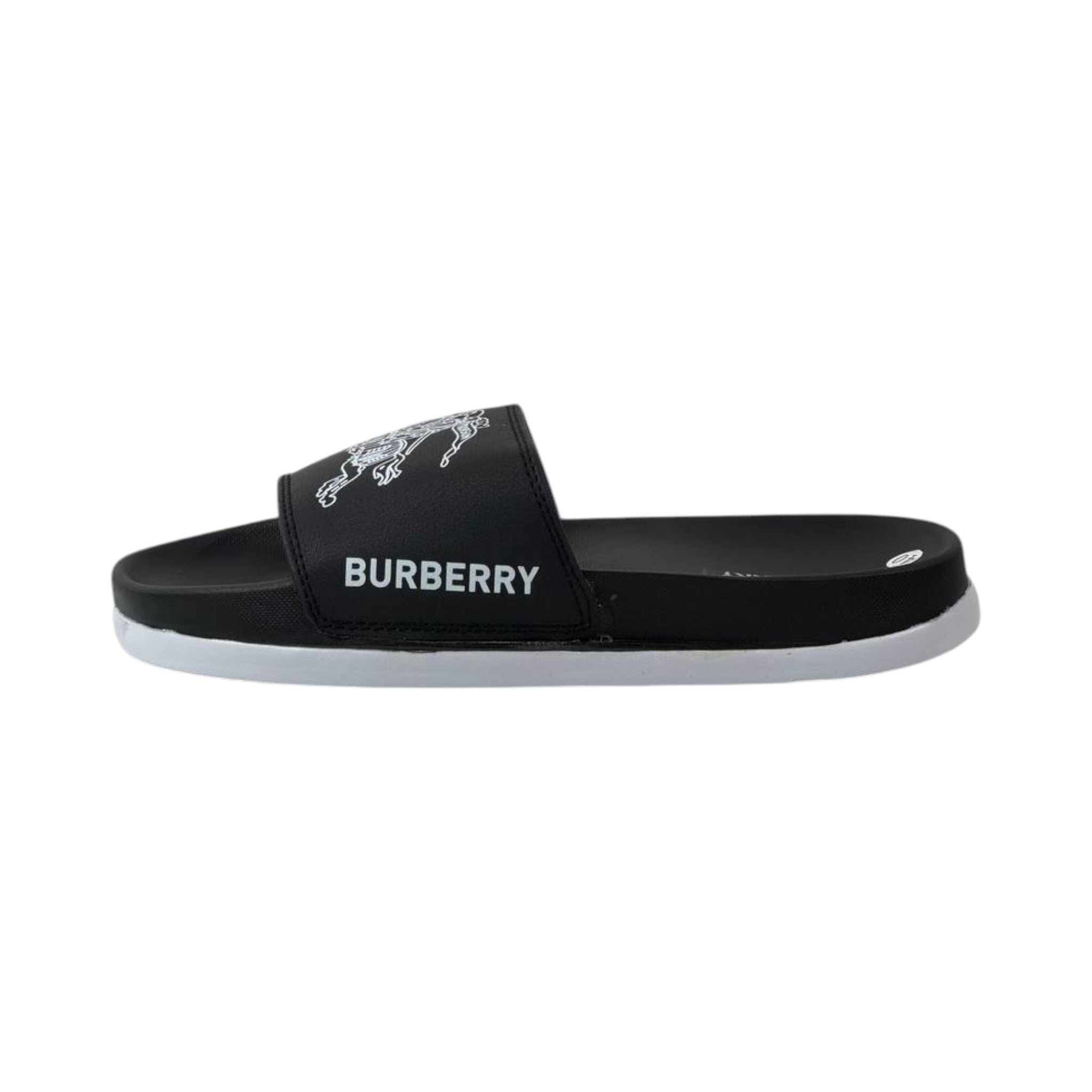 🩴 Burberry Equestrian Knight Slides – Black & White Signature Edition 🖤🤍✨