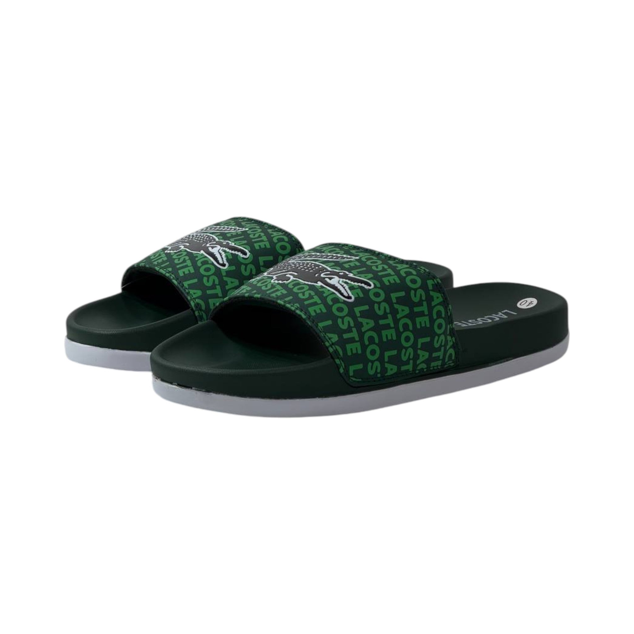 🐊 Lacoste All-Over Logo Slides – Forest Green Statement Edition 💚✨