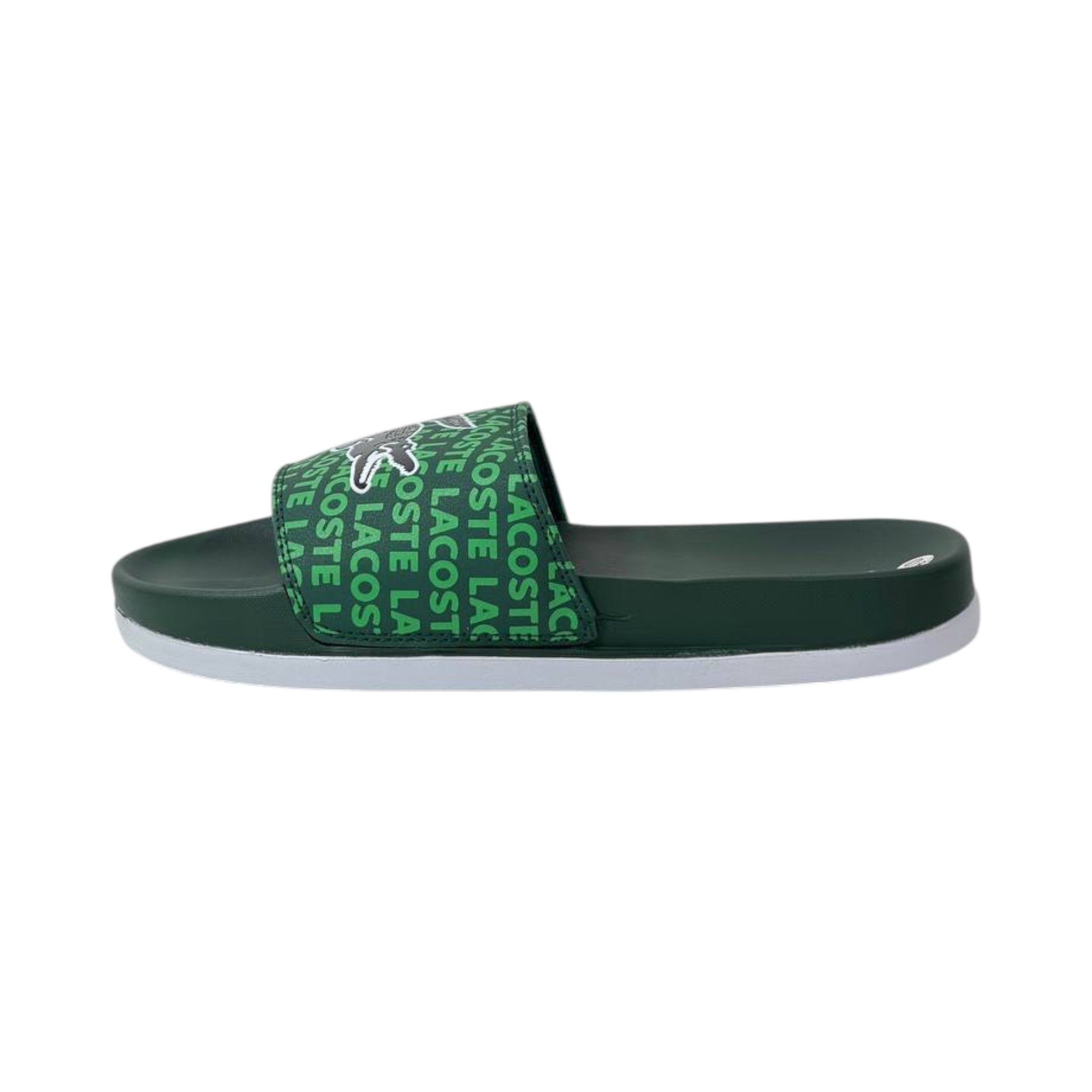 🐊 Lacoste All-Over Logo Slides – Forest Green Statement Edition 💚✨