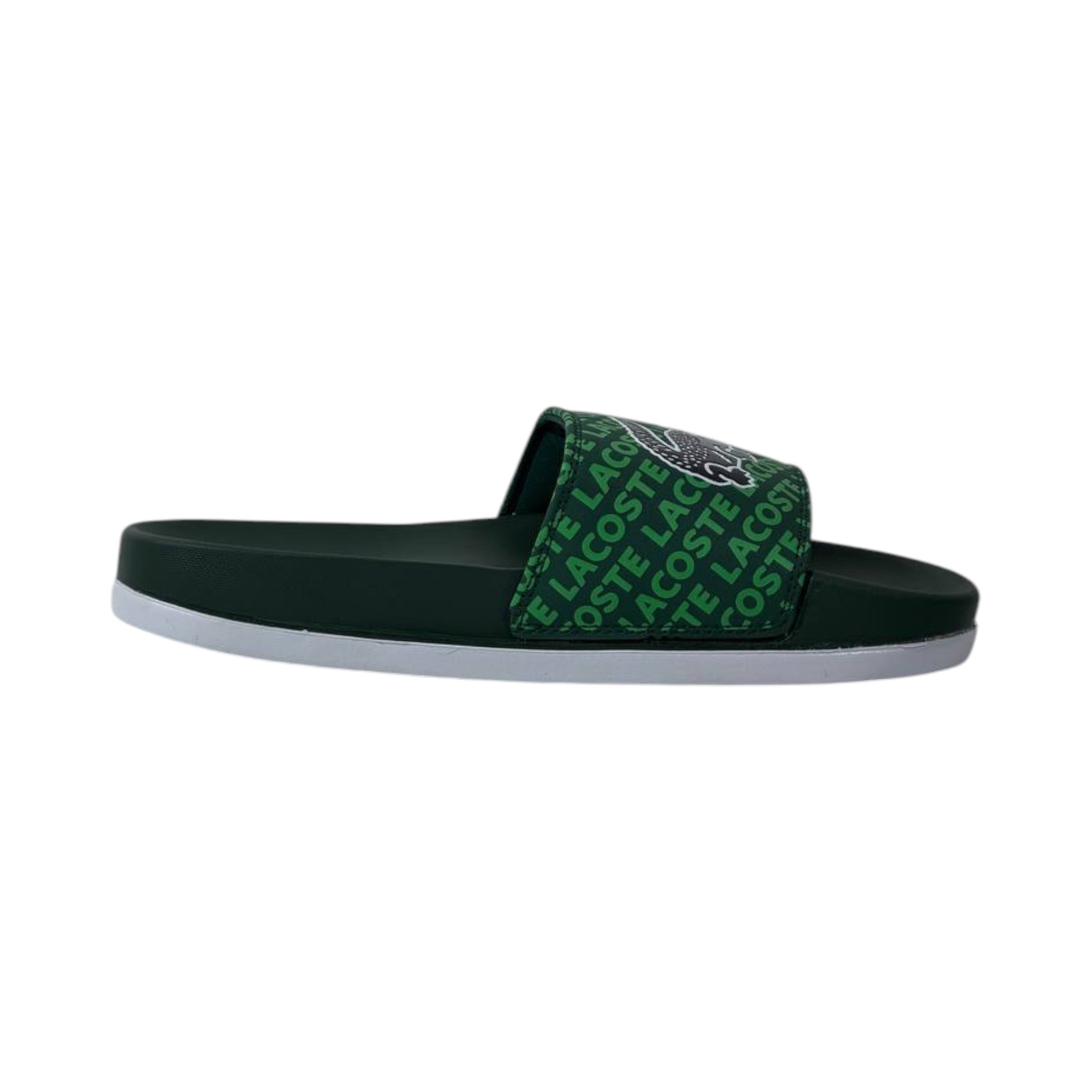 🐊 Lacoste All-Over Logo Slides – Forest Green Statement Edition 💚✨