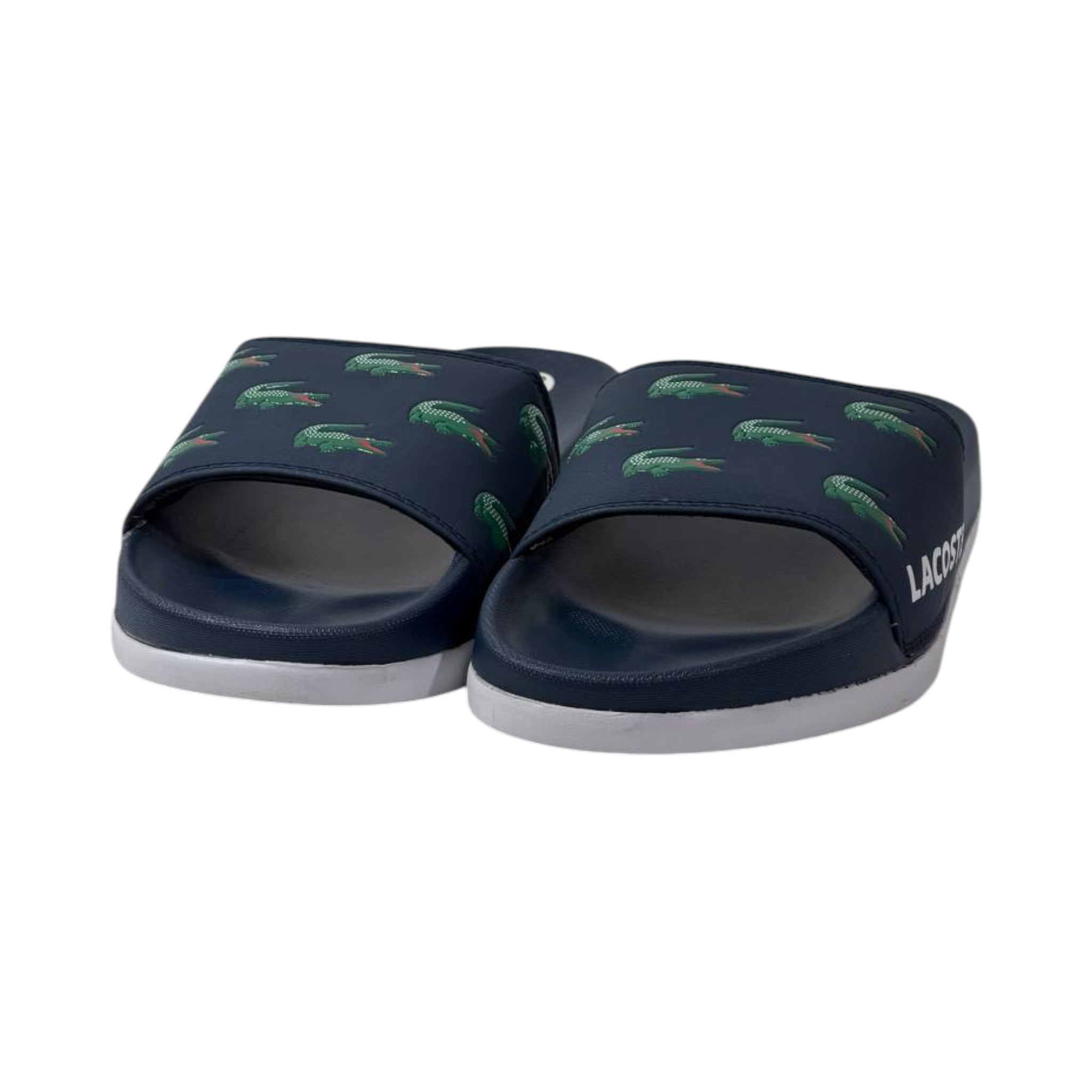 🐊 Lacoste Crocodile Print Slides – Navy Blue Edition 🔵✨