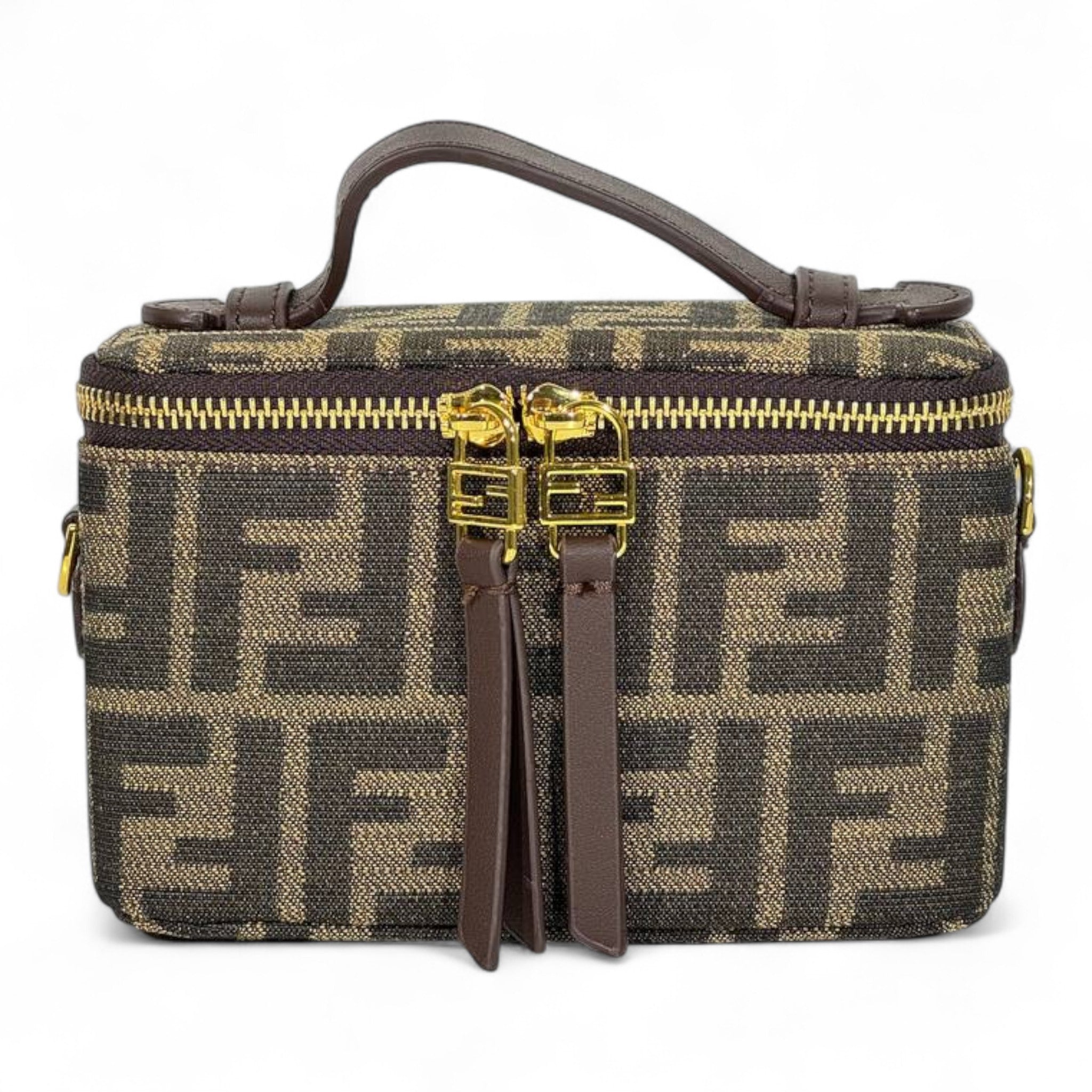 FENDI Zucca Vanity Box Bag 🟤✨ | FF Monogram Canvas & Gold Hardware