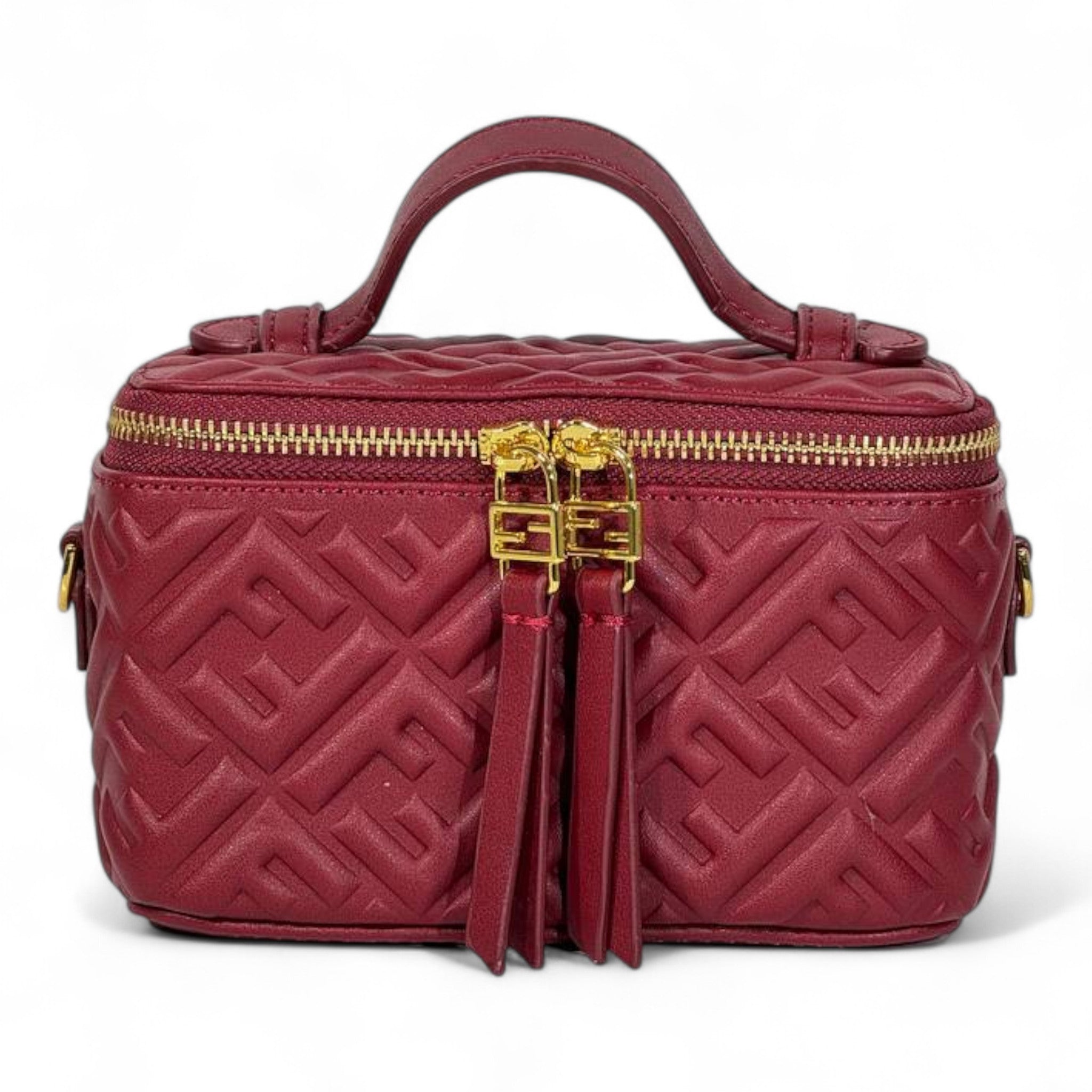 FENDI Red Nappa FF Vanity Box Bag ❤️✨ | Quilted Monogram & Gold Hardware
