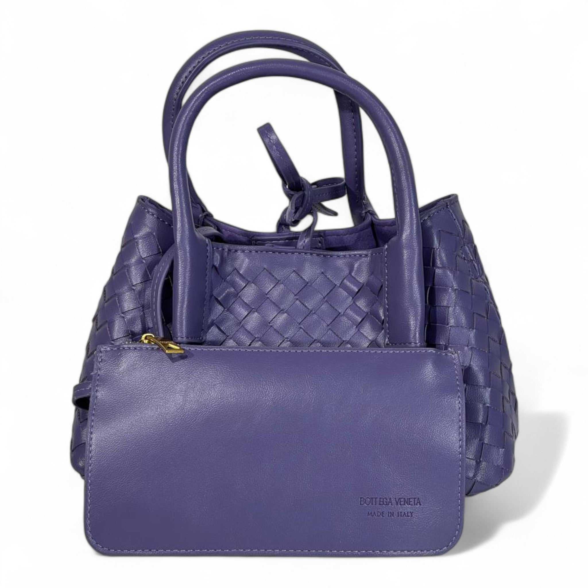 Bottega Veneta Mini Intrecciato Tote – Violet 💜✨ | Woven Leather Bag + Matching Pouch