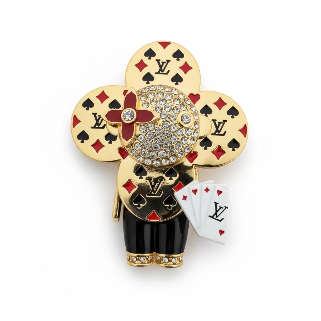 Louis Vuitton Vivienne Casino Edition Pendant ♠️♥️✨ | Gold, Crystal & Playing Cards Collector Piece