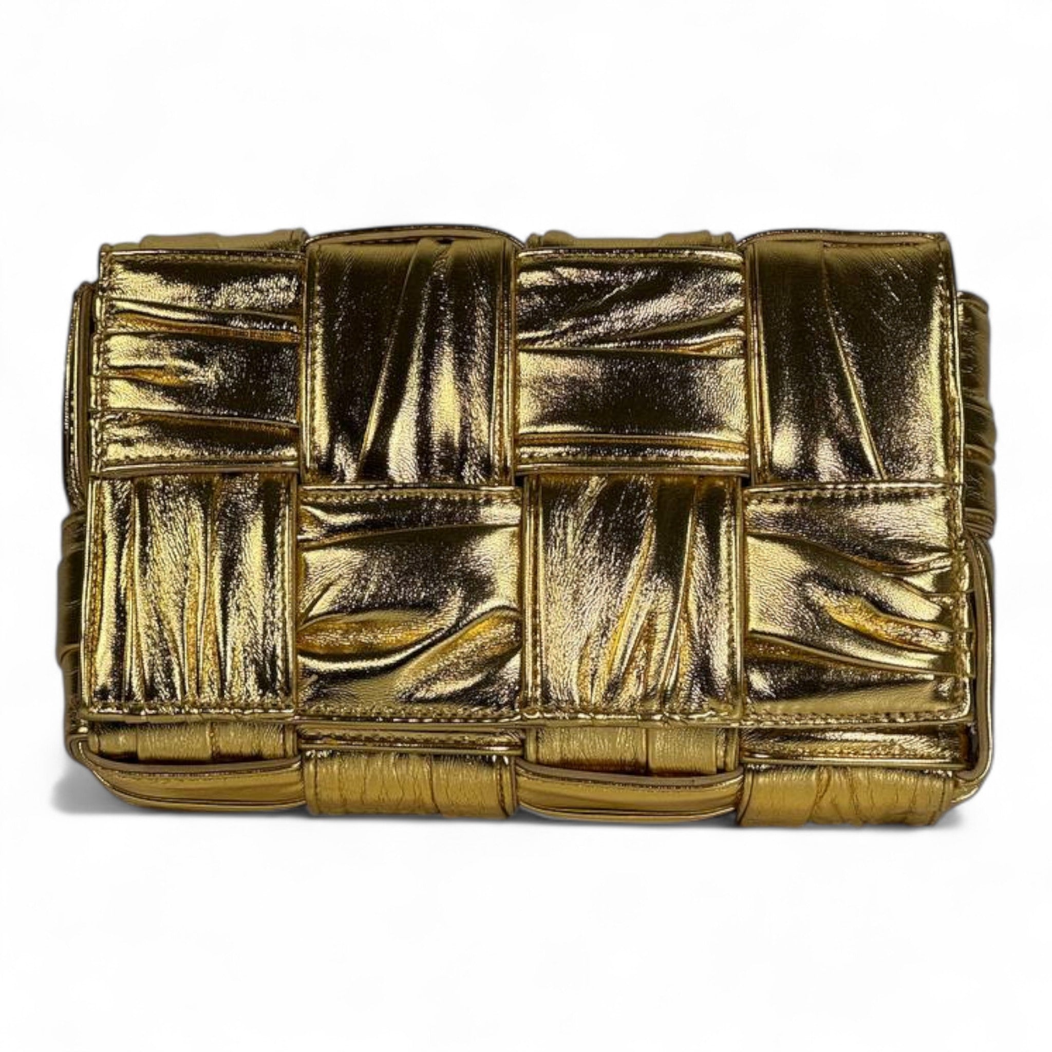 Bottega Veneta Gold Padded Cassette Bag ✨💛 | Metallic Intreccio Luxury Shoulder Bag