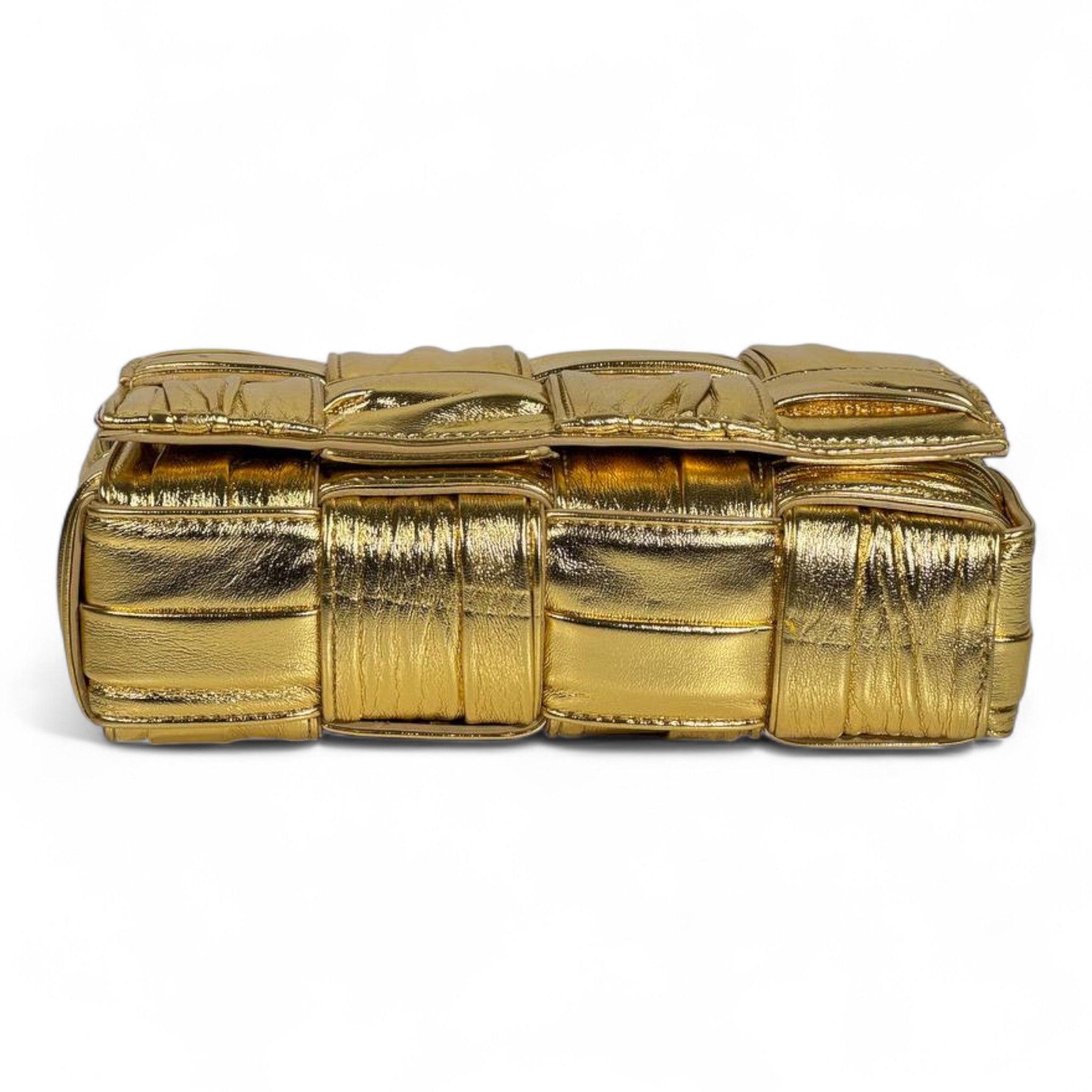Bottega Veneta Gold Padded Cassette Bag ✨💛 | Metallic Intreccio Luxury Shoulder Bag
