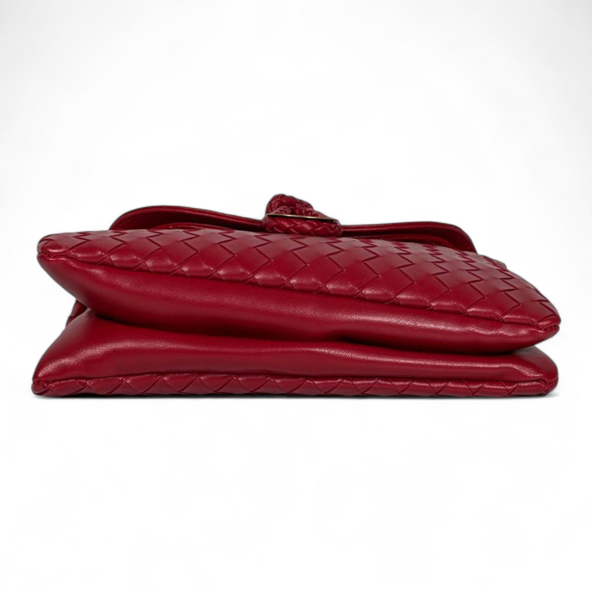 Bottega Veneta Inspired Red Intrecciato Knot Flap Bag – Luxury Woven Leather Shoulder Bag ❤️✨