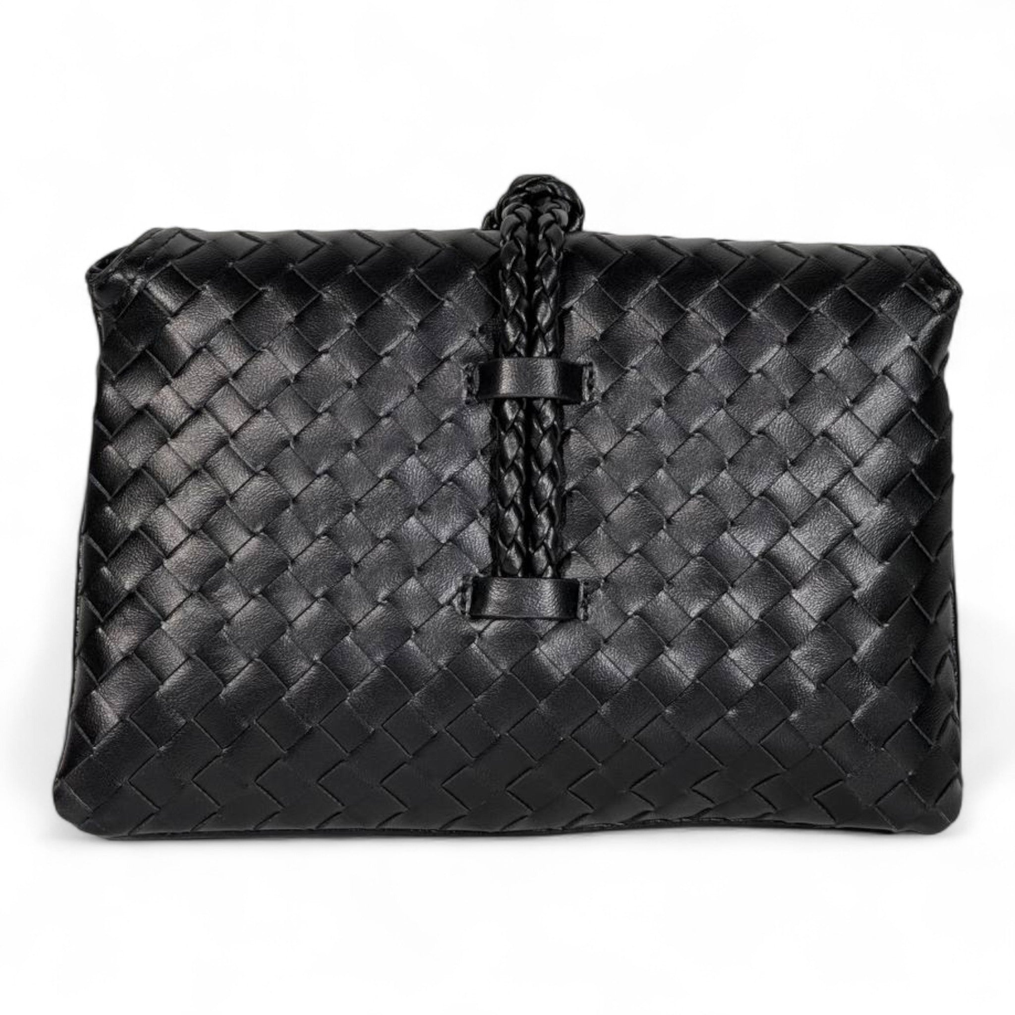 Bottega Veneta-Inspired Knotted Intrecciato Shoulder Bag – Black Luxe Edition 🖤✨