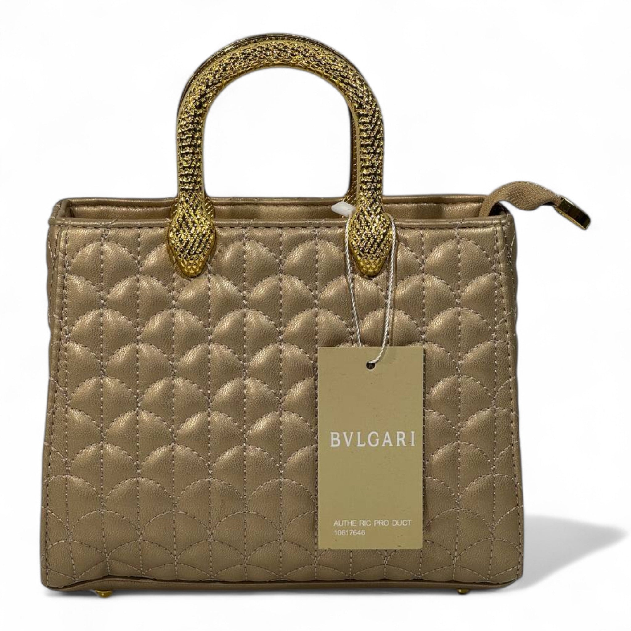BVLGARI Gold Quilted Handbag with Serpent Handles – Luxury Royal Edition ✨💛