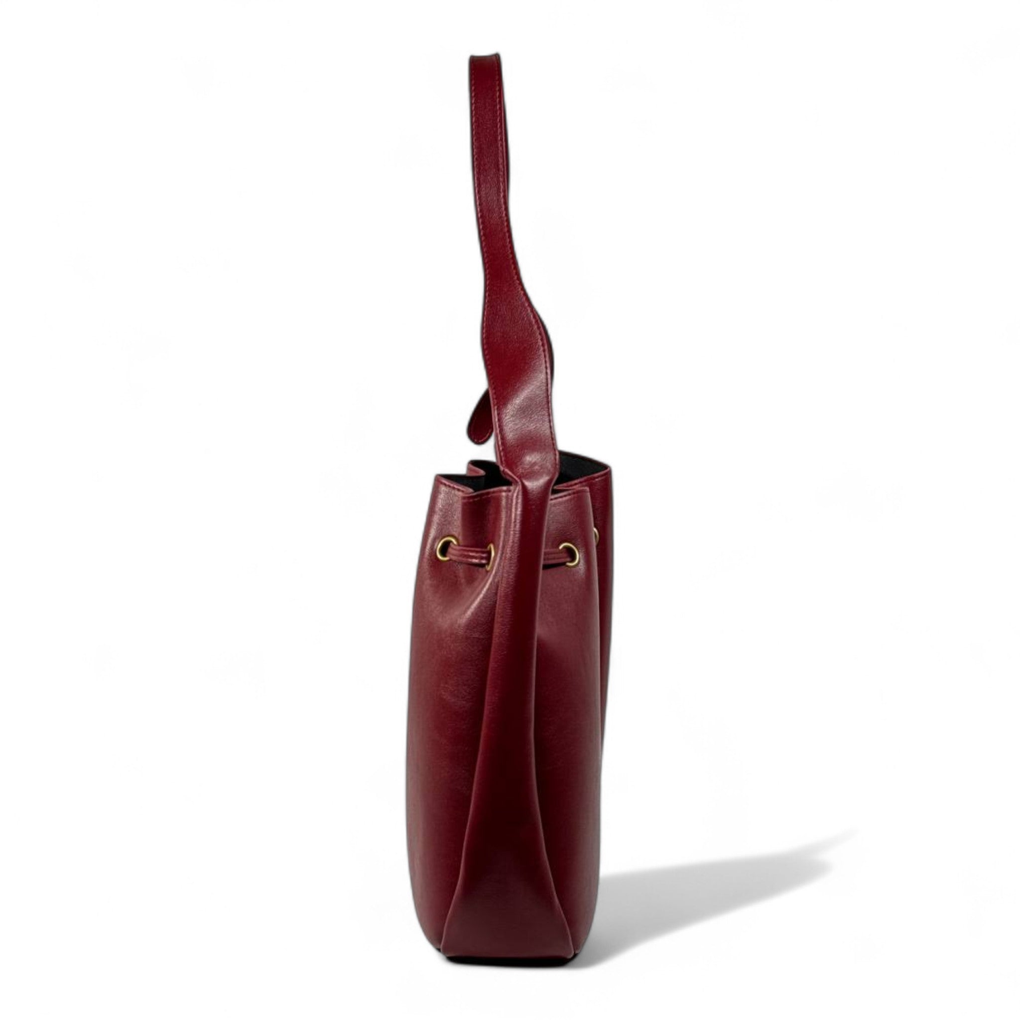 YSL Burgundy Leather Shoulder Bag – Classic Drawstring Luxury Elegance 🍷✨