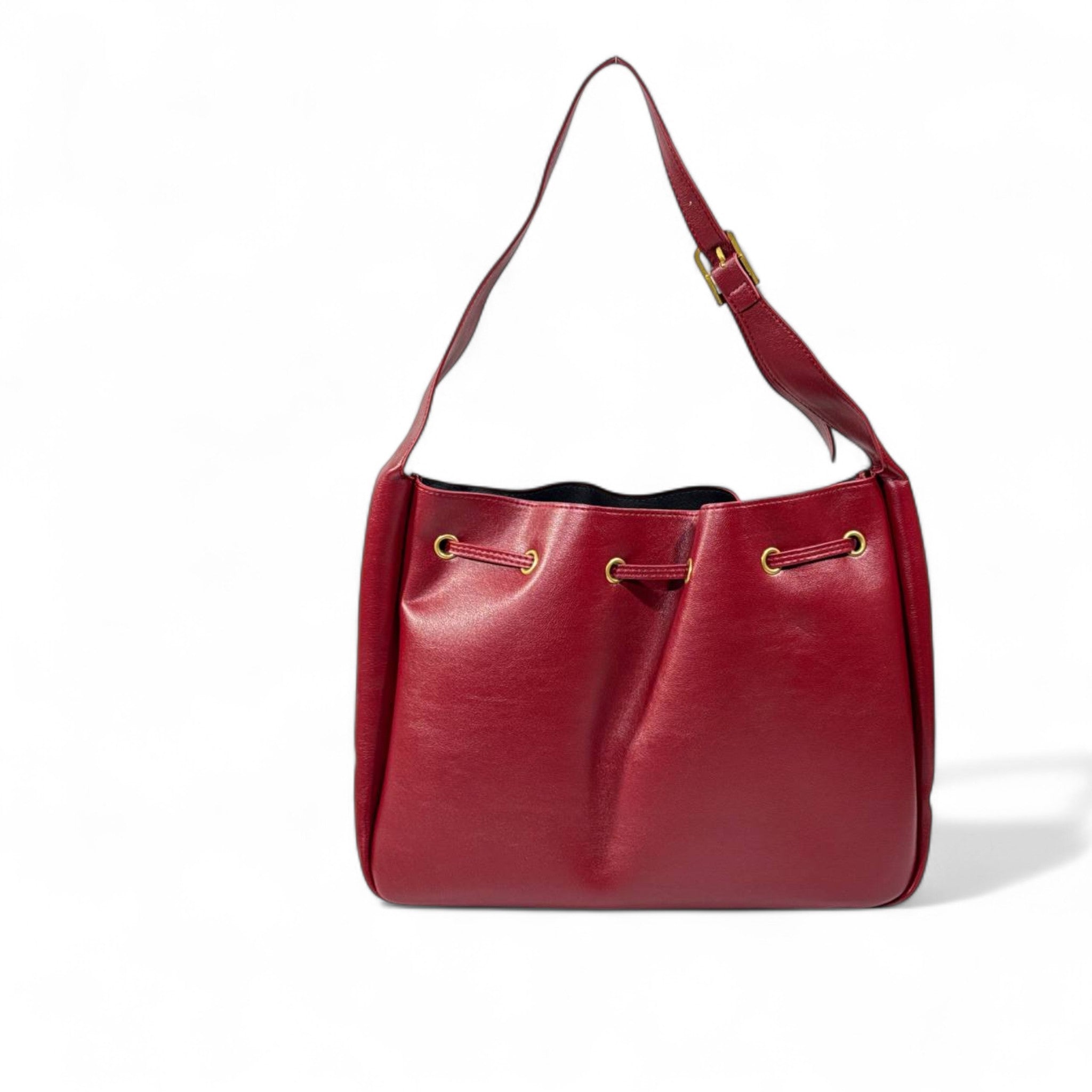 YSL Burgundy Leather Shoulder Bag – Classic Drawstring Luxury Elegance 🍷✨