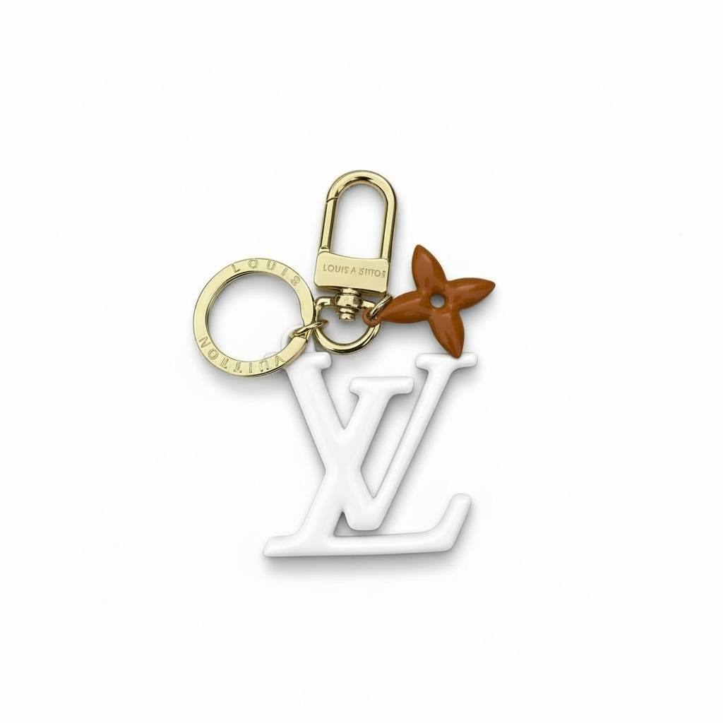 Louis Vuitton White LV Monogram Charm ✨🤍 | Gold Keychain & Bag Accessory