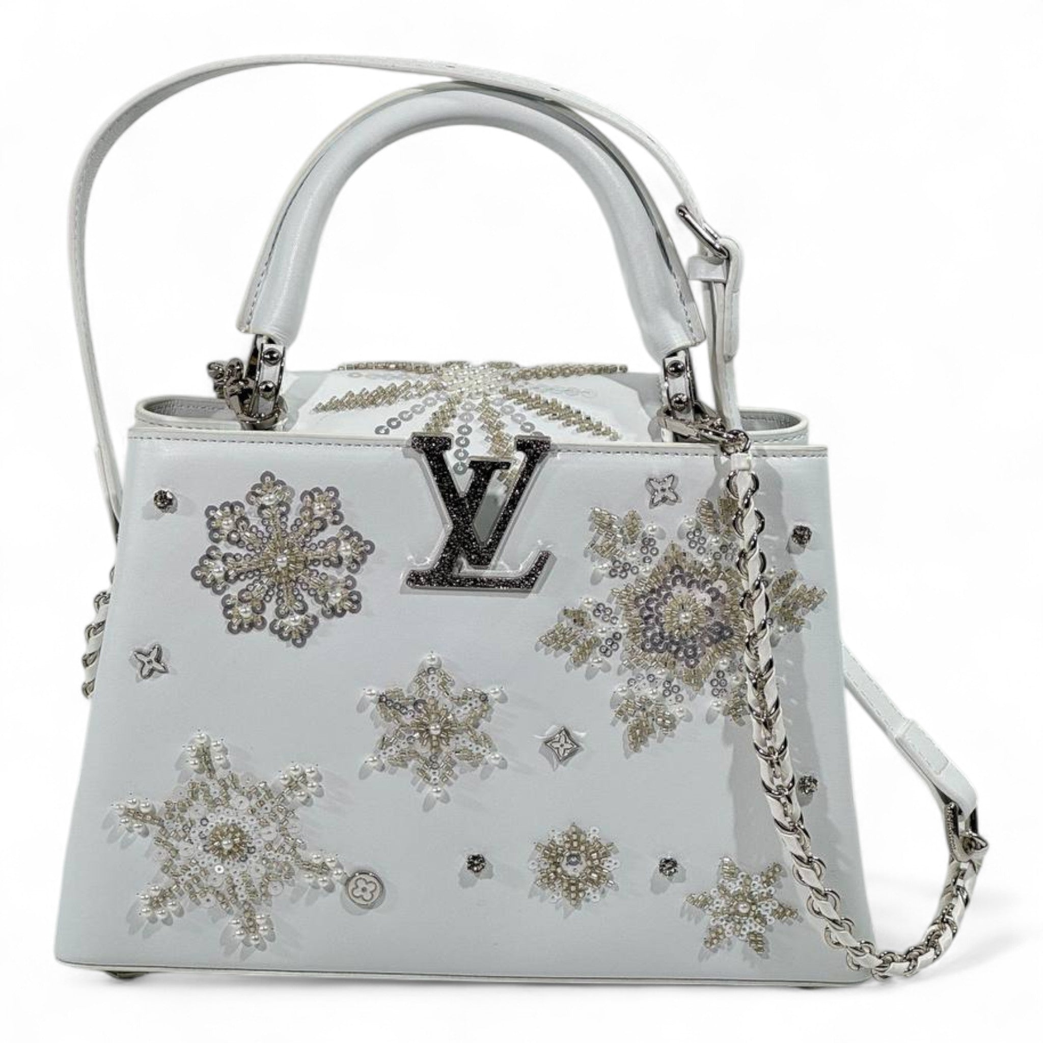 ✨ Louis Vuitton White Snowflake Crystal Capucines – Limited Winter Edition ✨