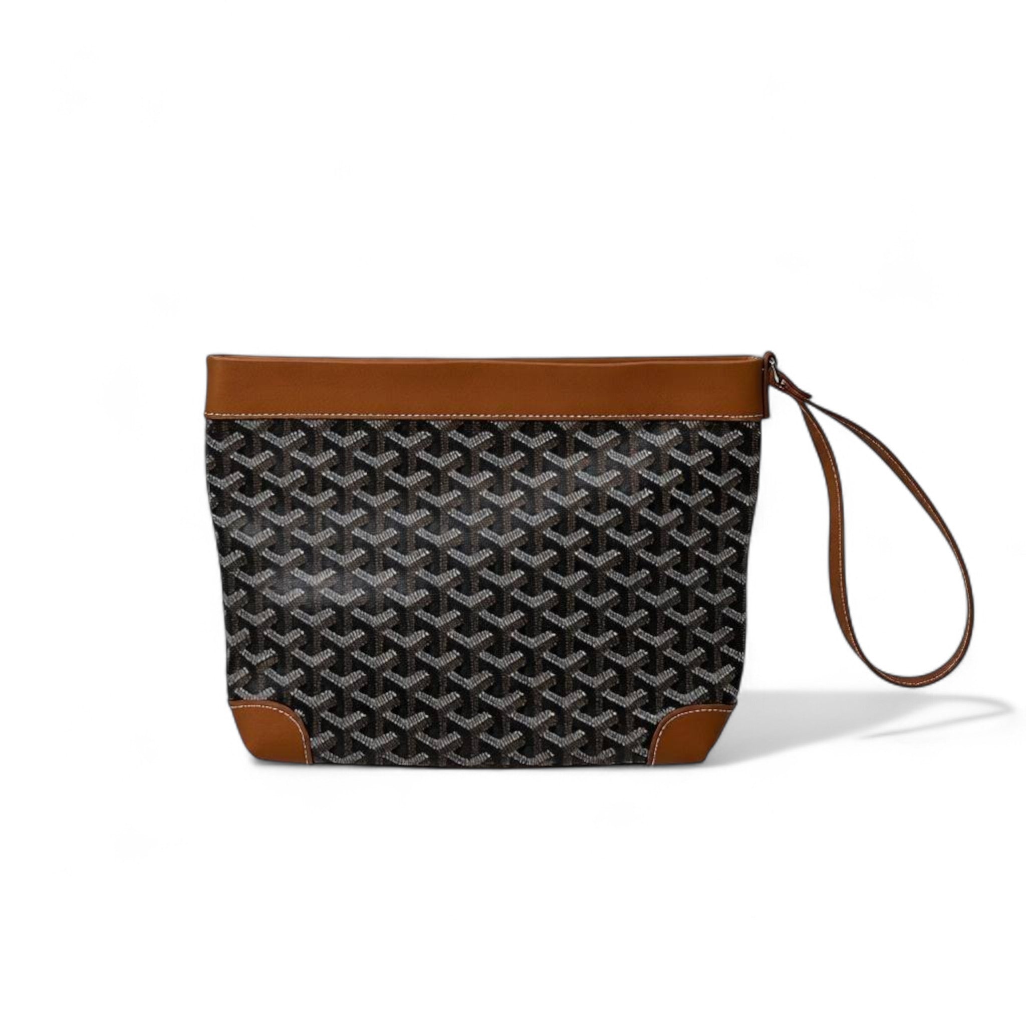 ✨ Goyard-Inspired Wristlet Clutch – Black & Tan Limited Edition ✨