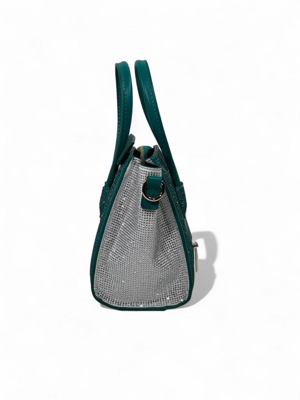 ✨ Céline Nano Luggage Crystal Mini Tote – Green & Silver Edition ✨