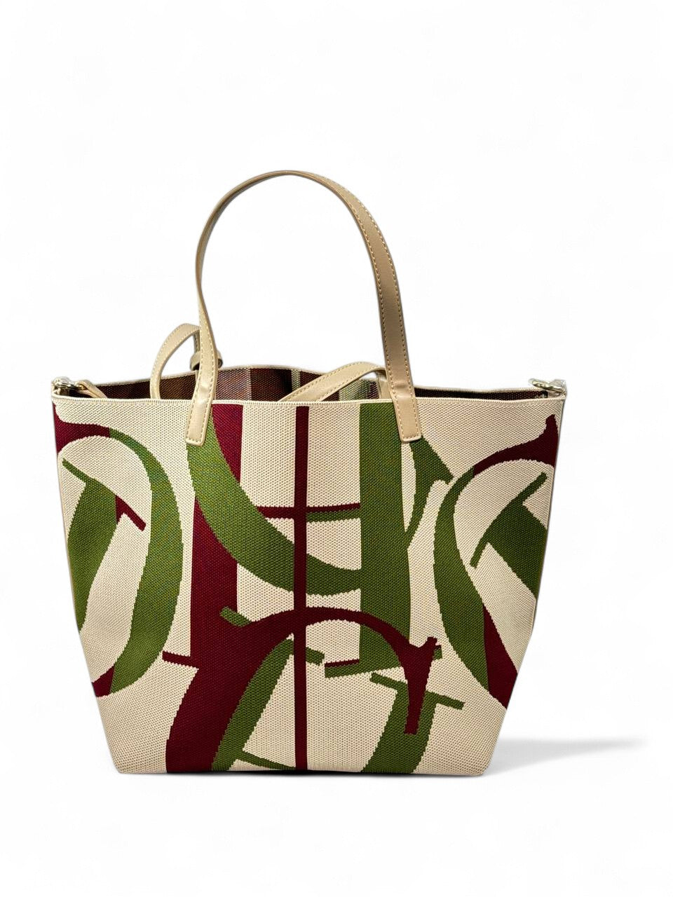 Carolina Herrera Canvas Tote – Beige & Olive Signature Print 👜✨