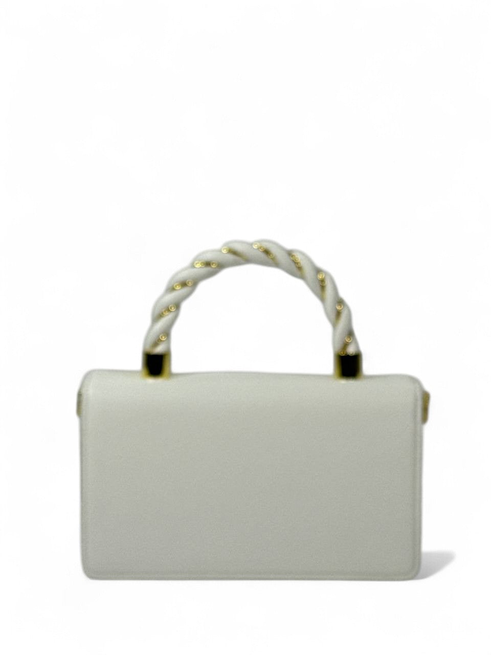 Elisabetta Franchi White Twist-Handle Iconic Shoulder Bag ✨🤍