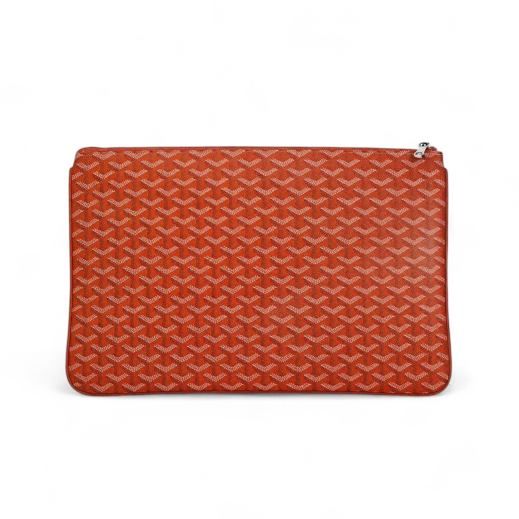 ✨ Goyard-Inspired Luxury Flat Pouch – Orange Monogram Clutch