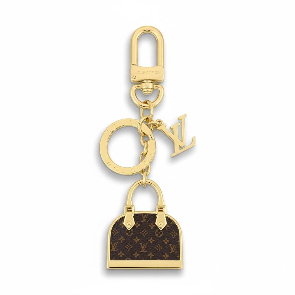 ✨ Louis Vuitton Gold Charm Keychain – Monogram Mini Bag Edition