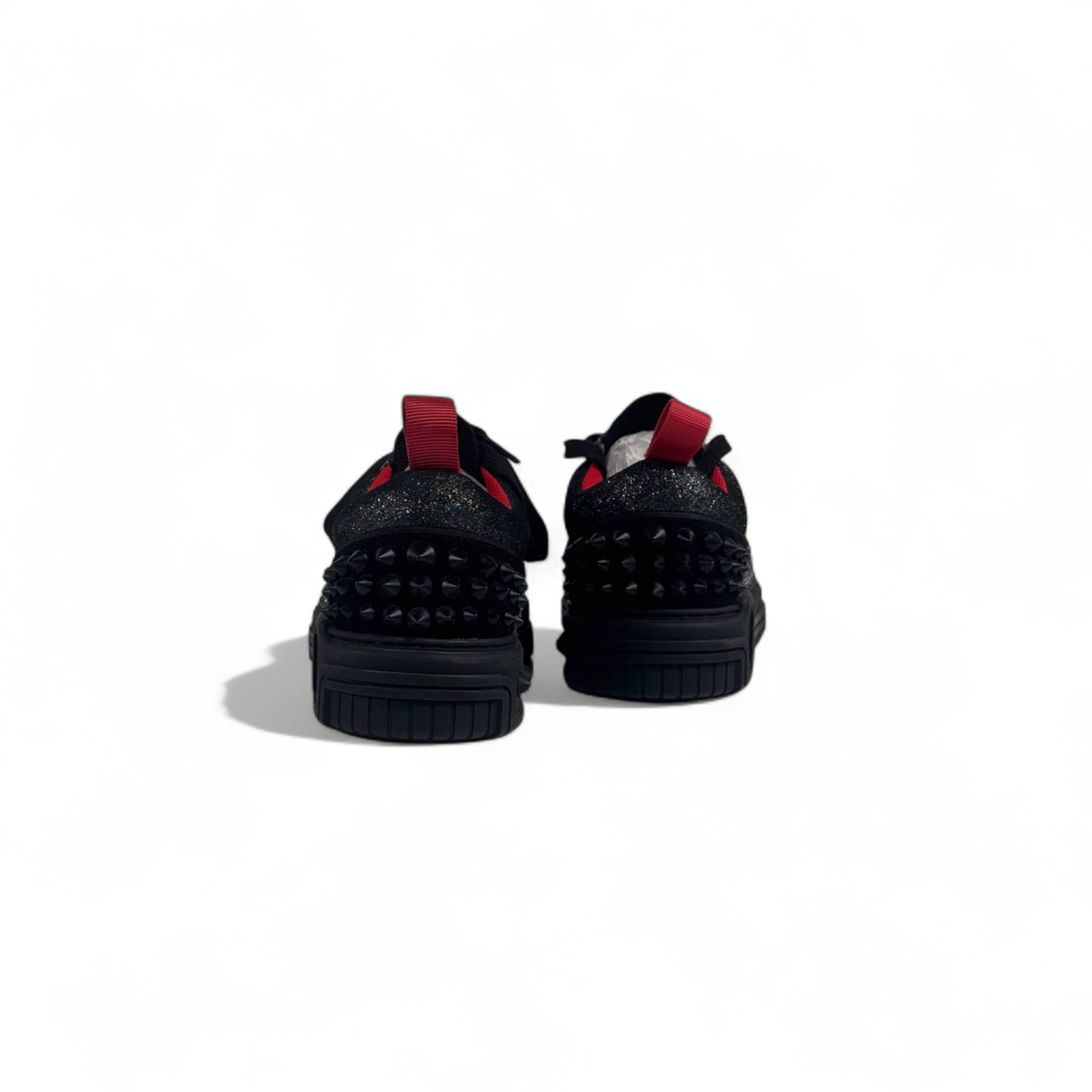 ✨ Christian Louboutin Black Glitter Spike Sneakers 👟 | Luxury Designer Red Sole Shoes 🔴