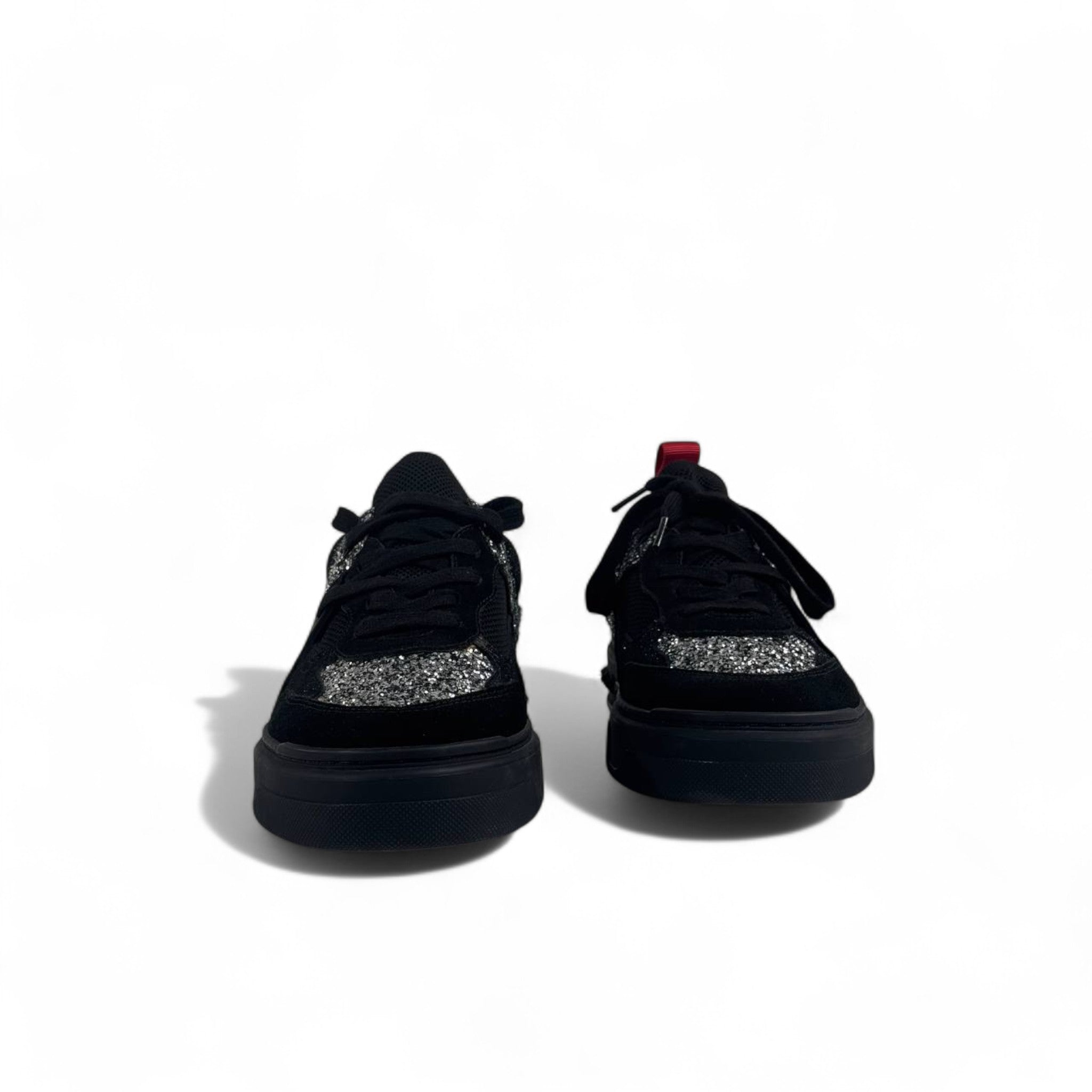 ✨ Christian Louboutin Black Glitter Spike Sneakers 👟 | Luxury Designer Red Sole Shoes 🔴