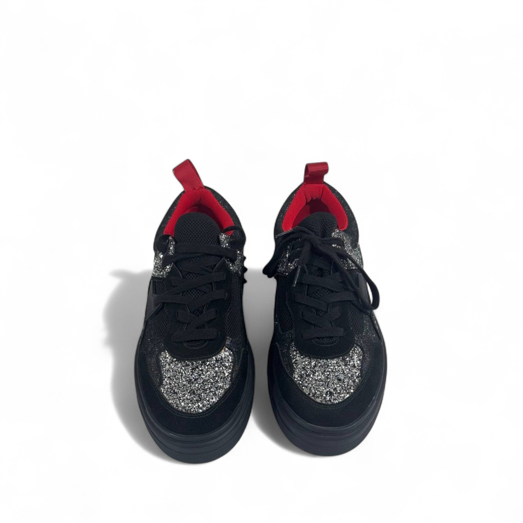 ✨ Christian Louboutin Black Glitter Spike Sneakers 👟 | Luxury Designer Red Sole Shoes 🔴