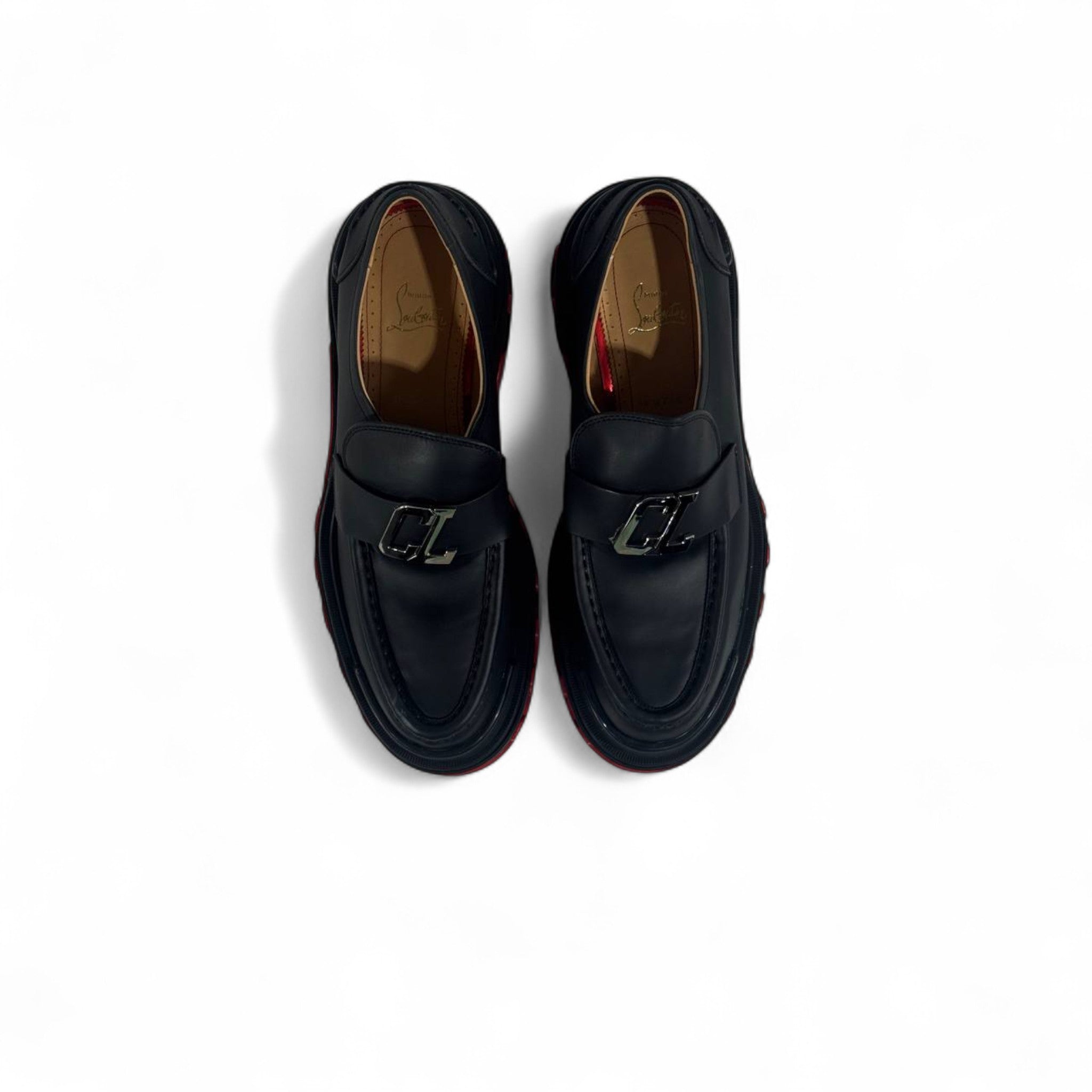 ✨ Christian Louboutin CL Logo Loafers – Black Leather with Red Sole 🔥 | Luxury Designer Men’s Shoes 👞