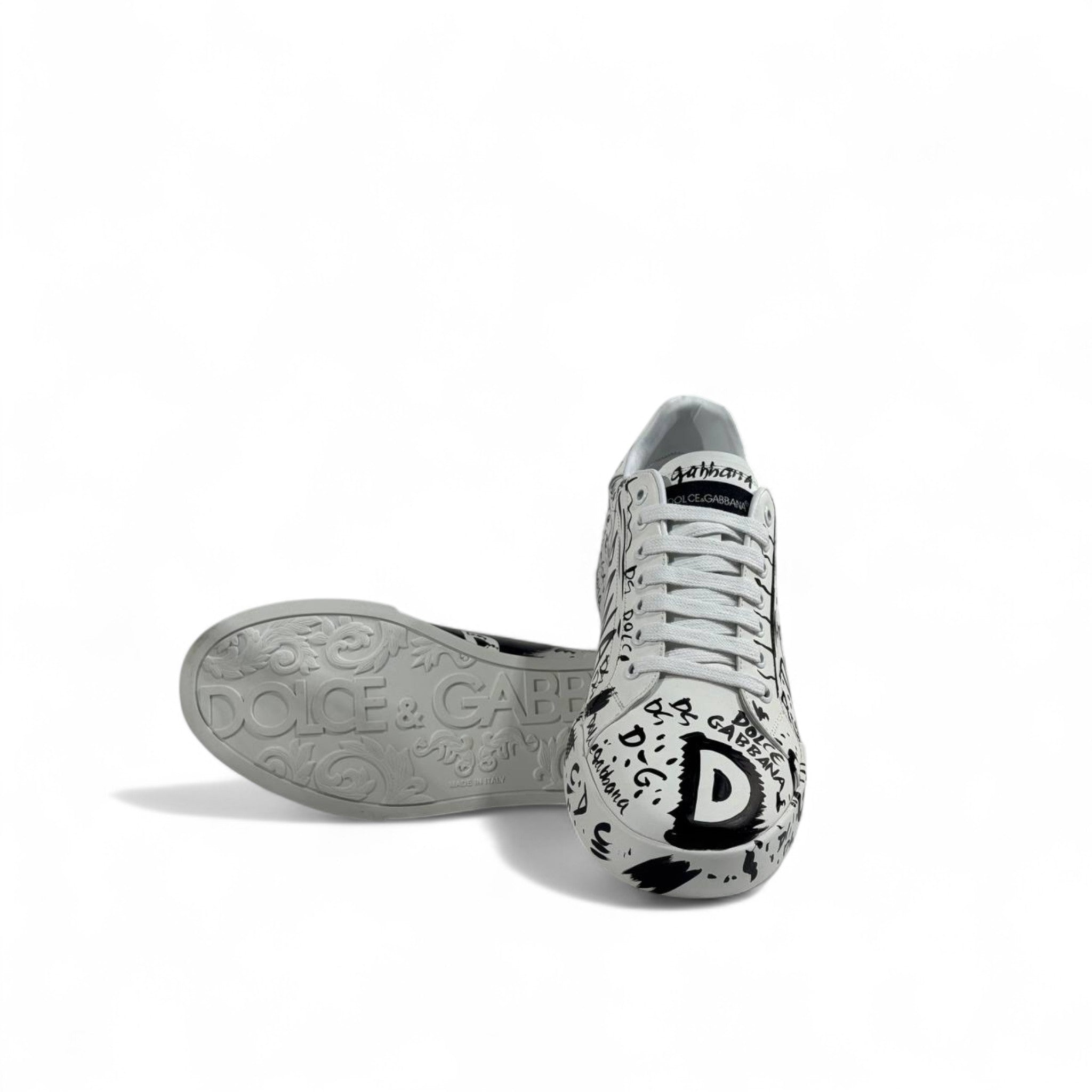 Dolce & Gabbana Graffiti Low-Top Sneakers – White/Black Limited Edition 🎨👟