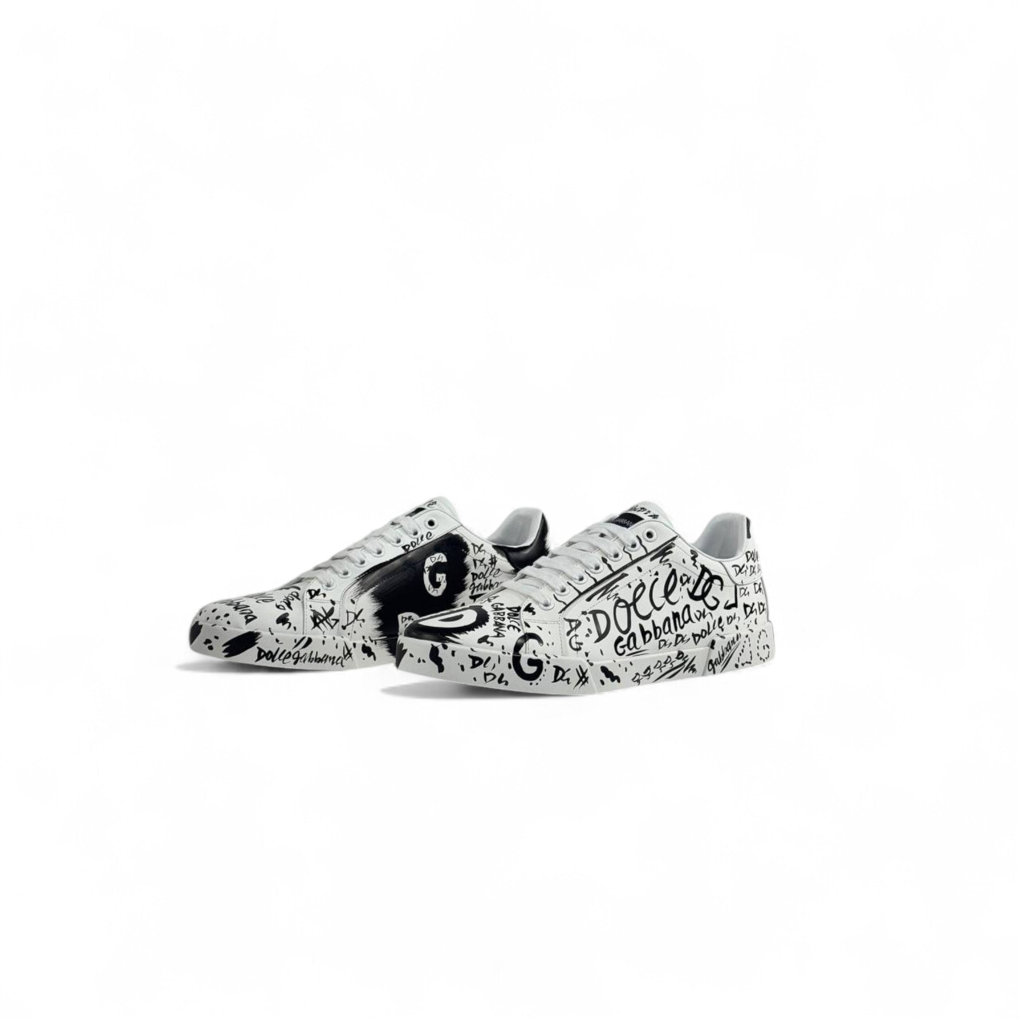 Dolce & Gabbana Graffiti Low-Top Sneakers – White/Black Limited Edition 🎨👟