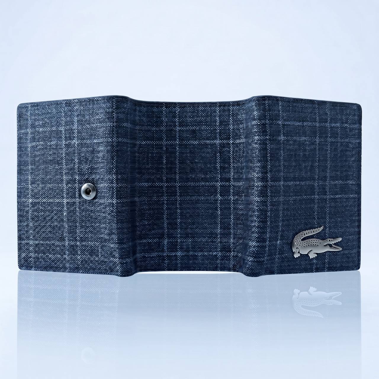 🐊 Lacoste Quilted Denim Trifold Wallet – Premium Everyday Elegance
