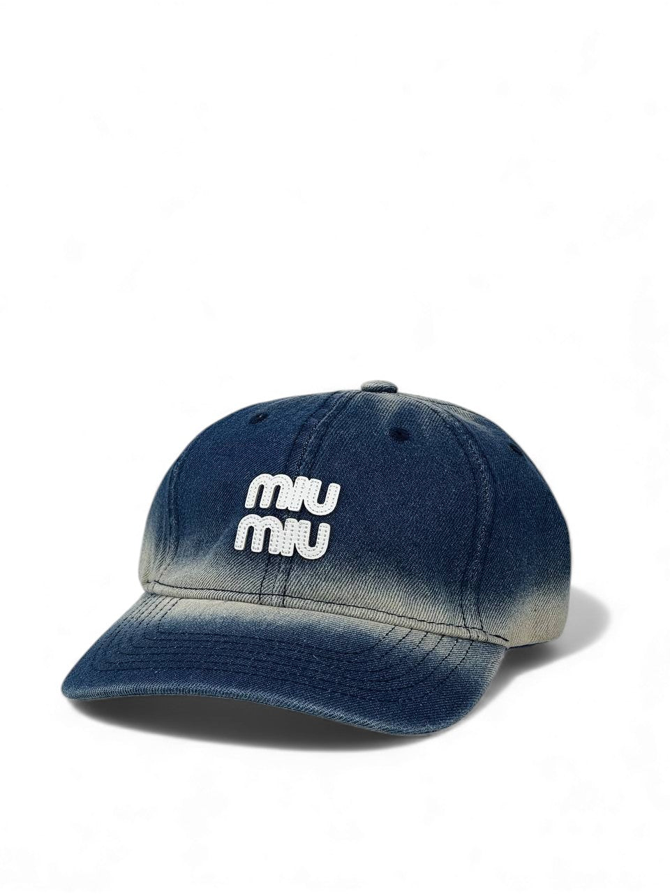 Miu Miu Denim Luxury Cap – Vintage Washed Blue 🧢💙 (Trendy Unisex Edition)