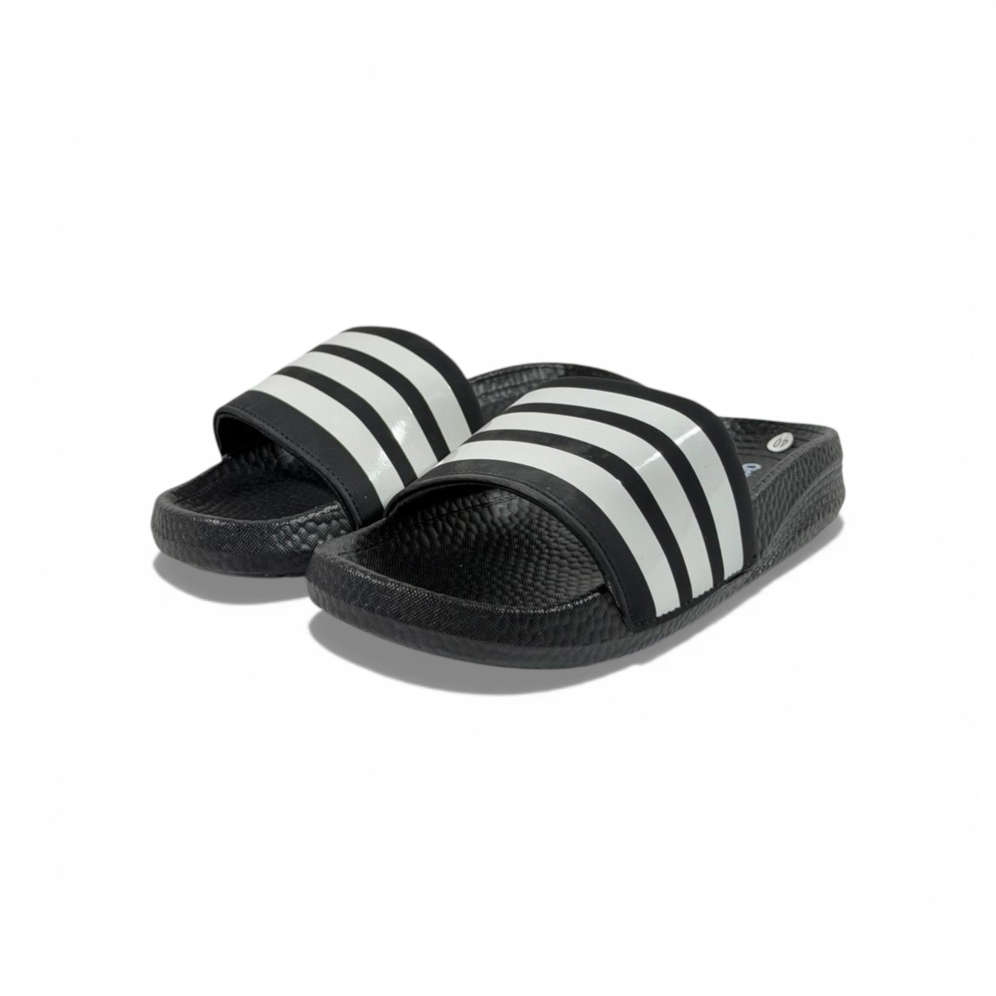 ⚫ Adidas Slides – Black & White Stripes Edition 🤍🔥