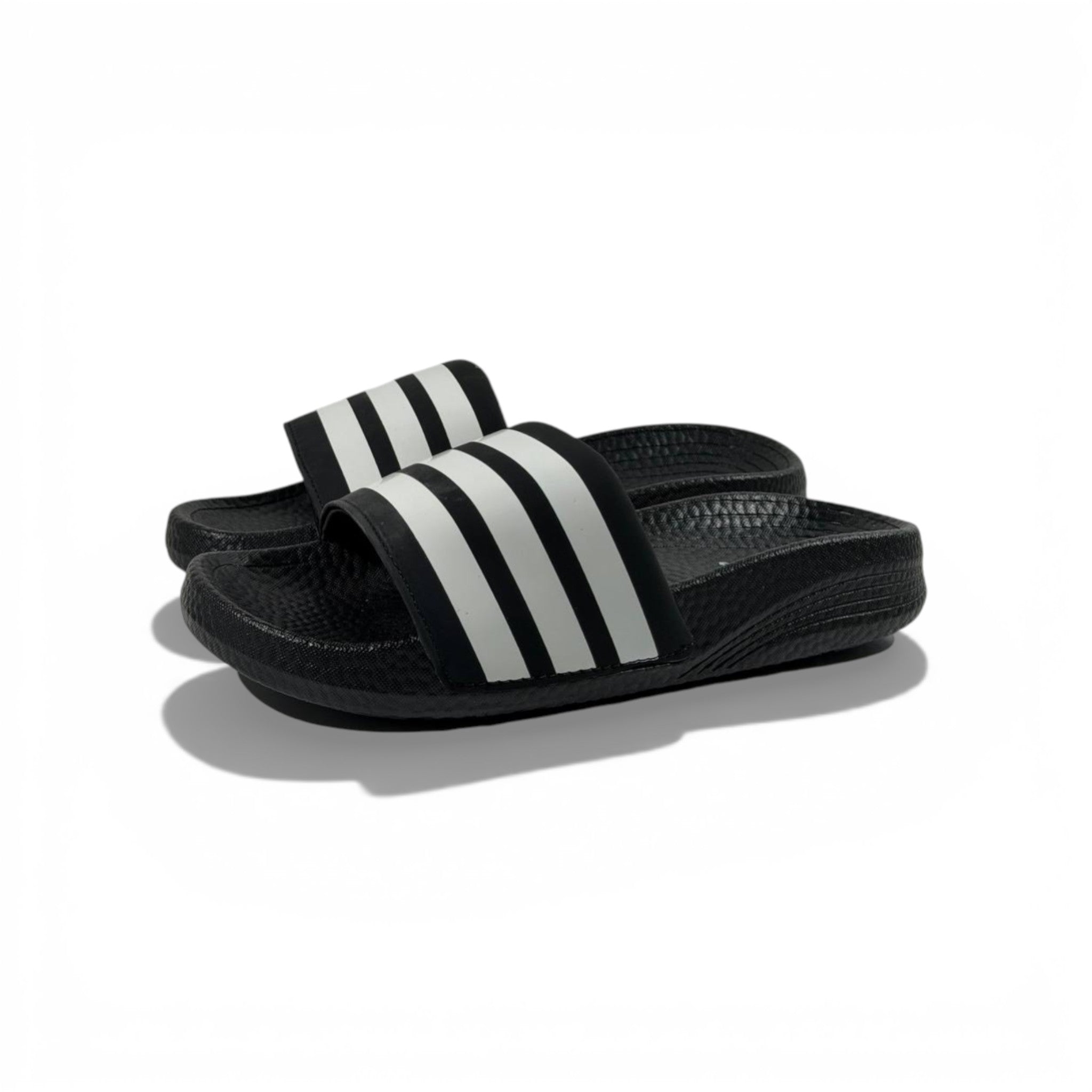 ⚫ Adidas Slides – Black & White Stripes Edition 🤍🔥