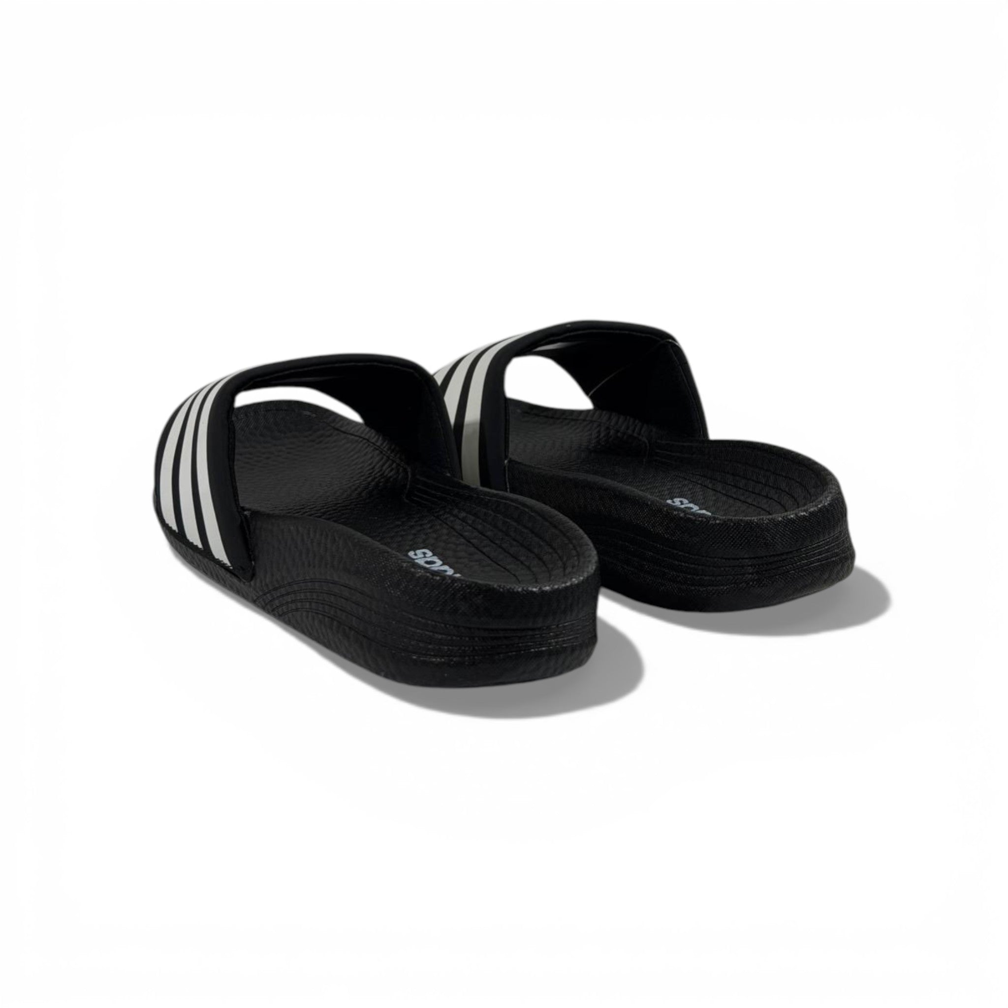 ⚫ Adidas Slides – Black & White Stripes Edition 🤍🔥