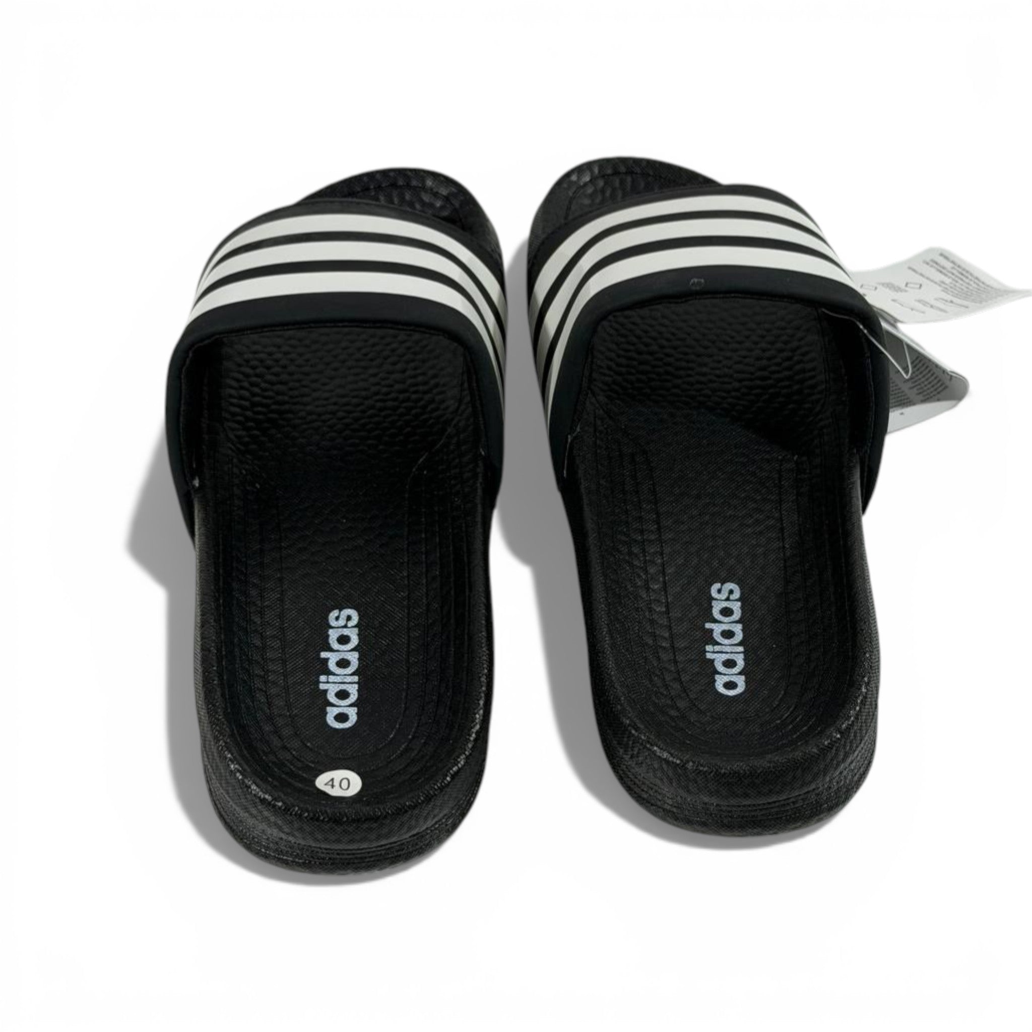 ⚫ Adidas Slides – Black & White Stripes Edition 🤍🔥