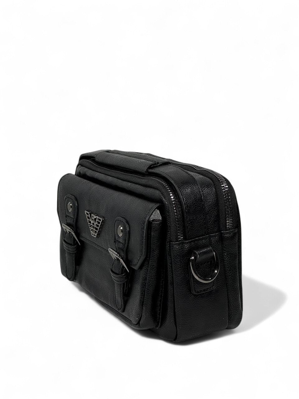 🖤 Emporio Armani Black Vintage-Style Crossbody Pouch – Premium Leather Look