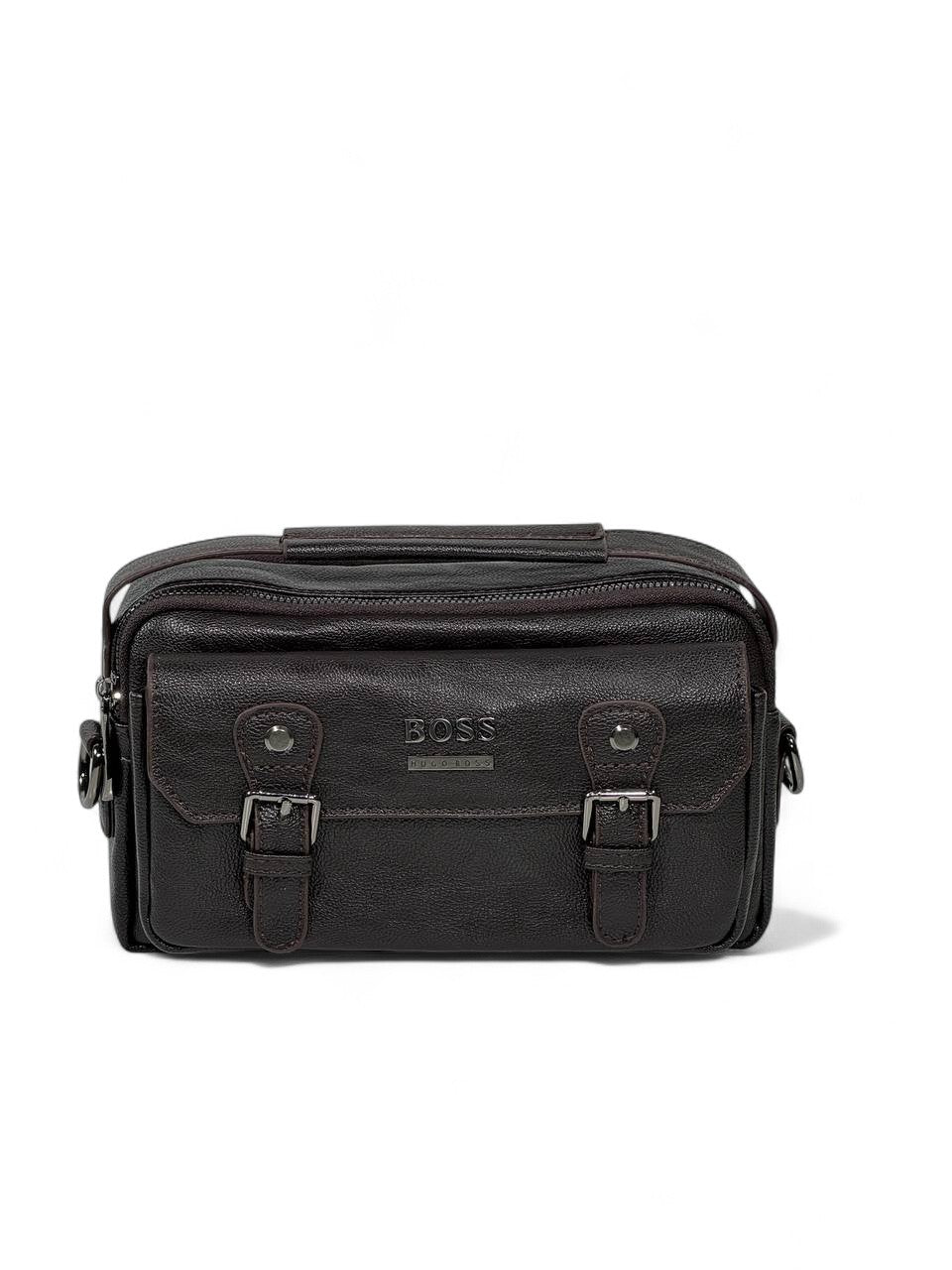 🤎 BOSS Dark Brown Executive Crossbody Pouch – Premium Leather Look